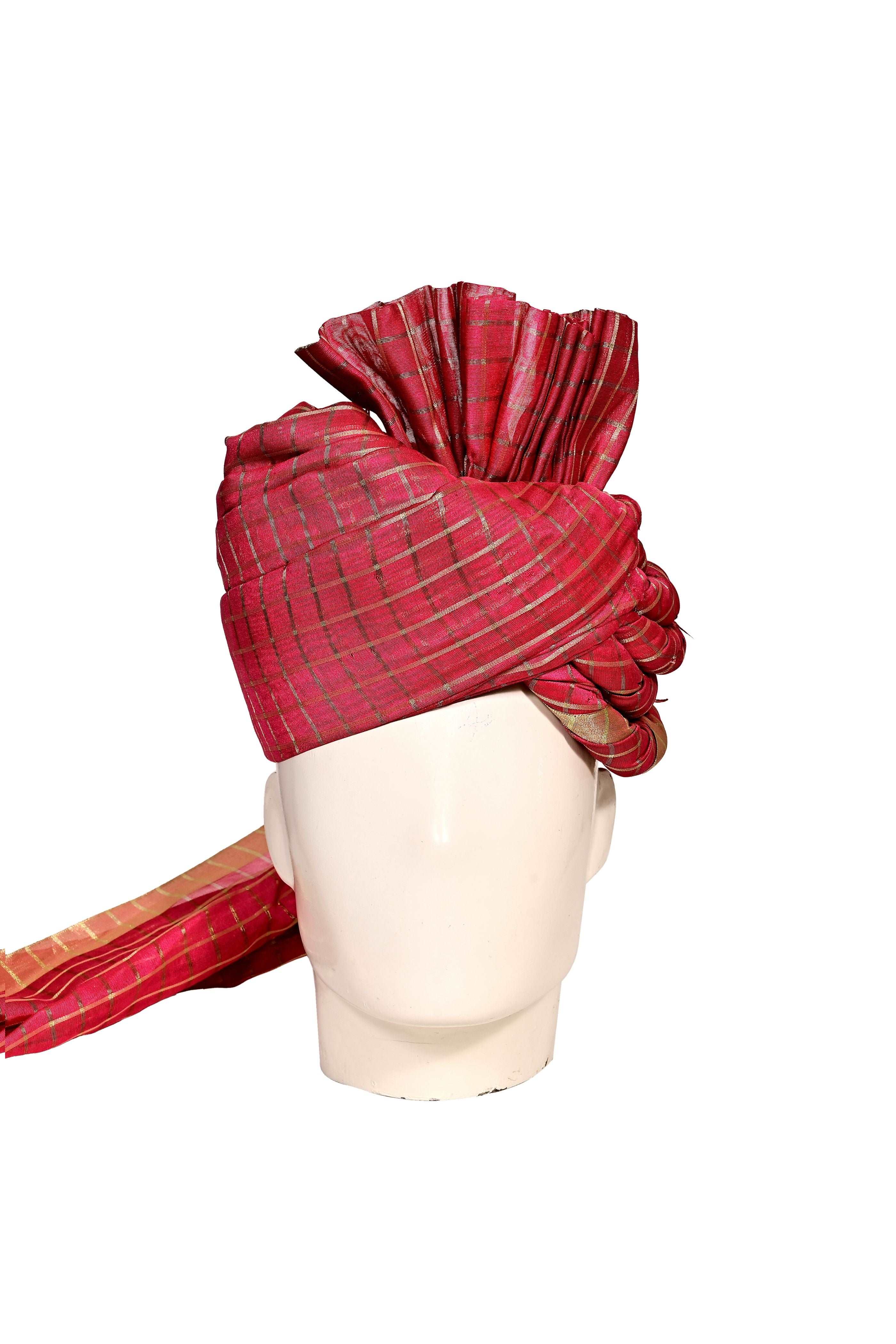 Royal Ready To Wear Cotton Silk Zari Striped Pagri/safa/turban/pheta (Turban Safa) For Men For Wedding/marriage And Traditional Function Charderi Silk Weaving