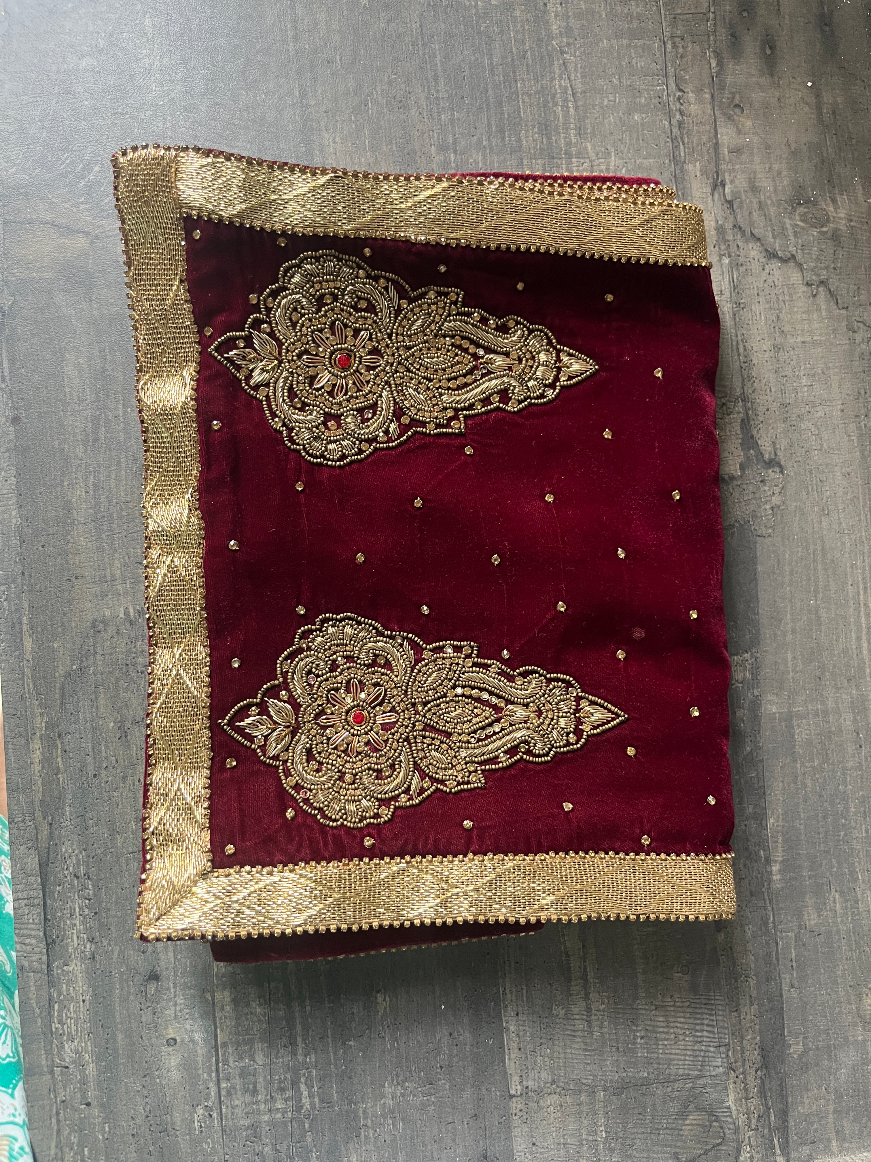 Maroon velvet handwork Fabric Stole For Men