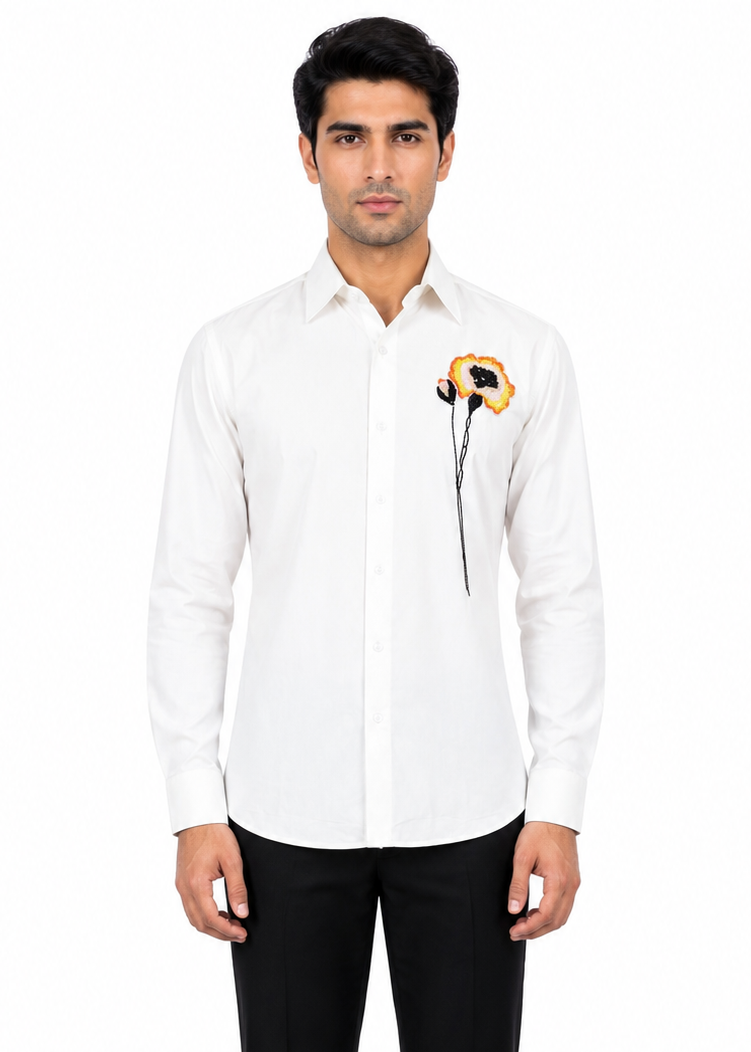 Handwork Shirt for Men | Giza Cotton | Slim Fit | Party, Sangeet, Cocktail & Wedding Guest Wear | RichArt by Suhani