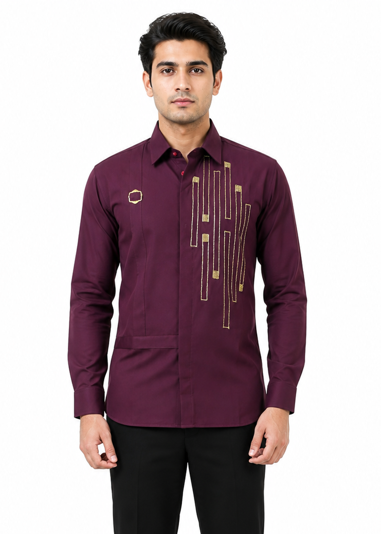 Designer Shirt for Men | Lachka Fabric | Party, Sangeet, Cocktail & Wedding Guest Shirt | RichArt