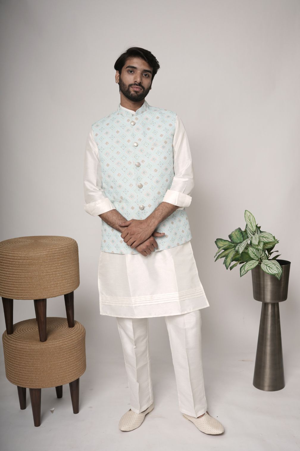 Chikankari Nehru Jacket For Men | Modi Jacket | Indian wedding wear outfits | waistcoat | kurta jacket