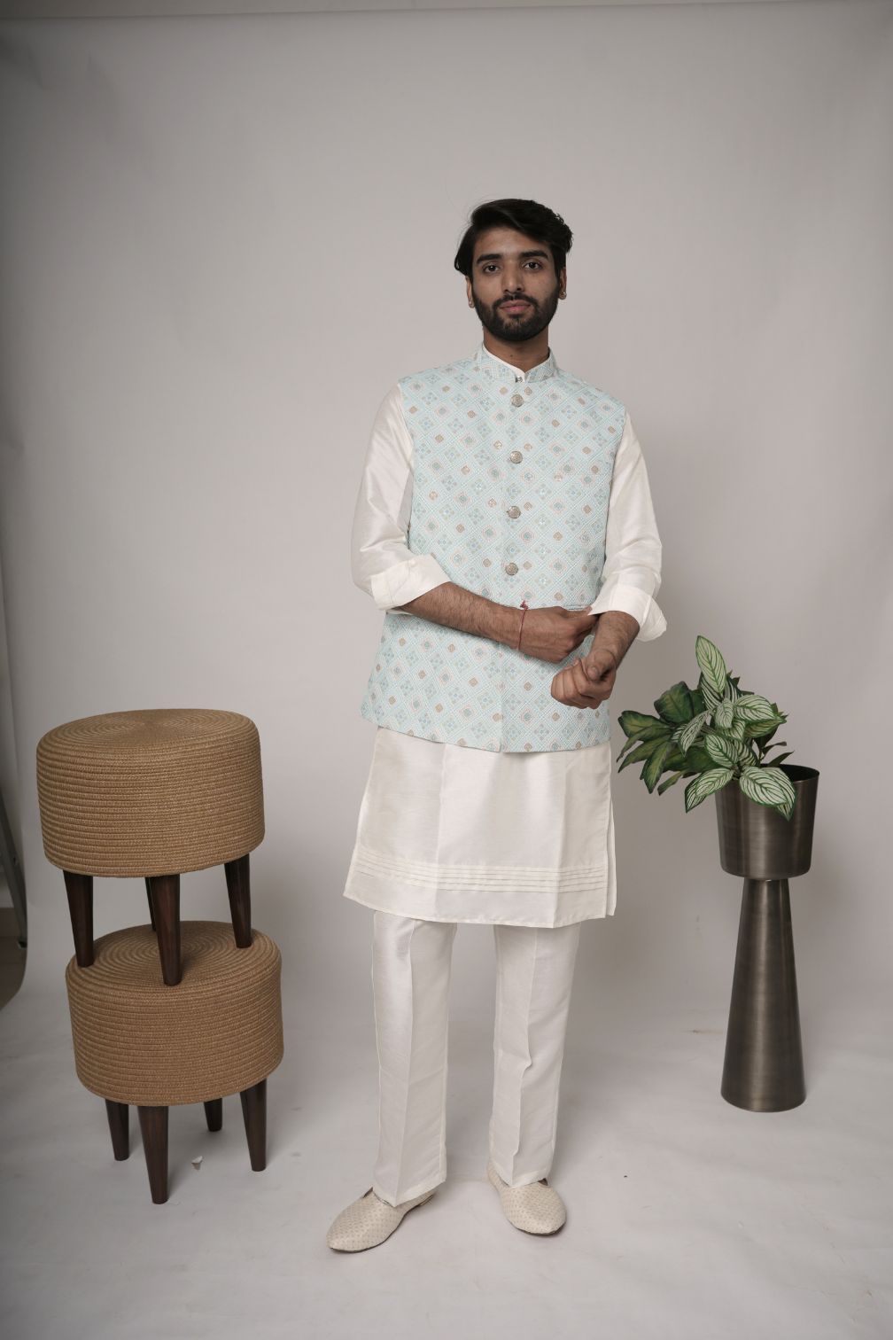 Chikankari Nehru Jacket For Men | Modi Jacket | Indian wedding wear outfits | waistcoat | kurta jacket
