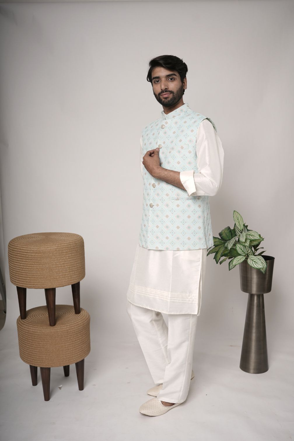 Chikankari Nehru Jacket For Men | Modi Jacket | Indian wedding wear outfits | waistcoat | kurta jacket