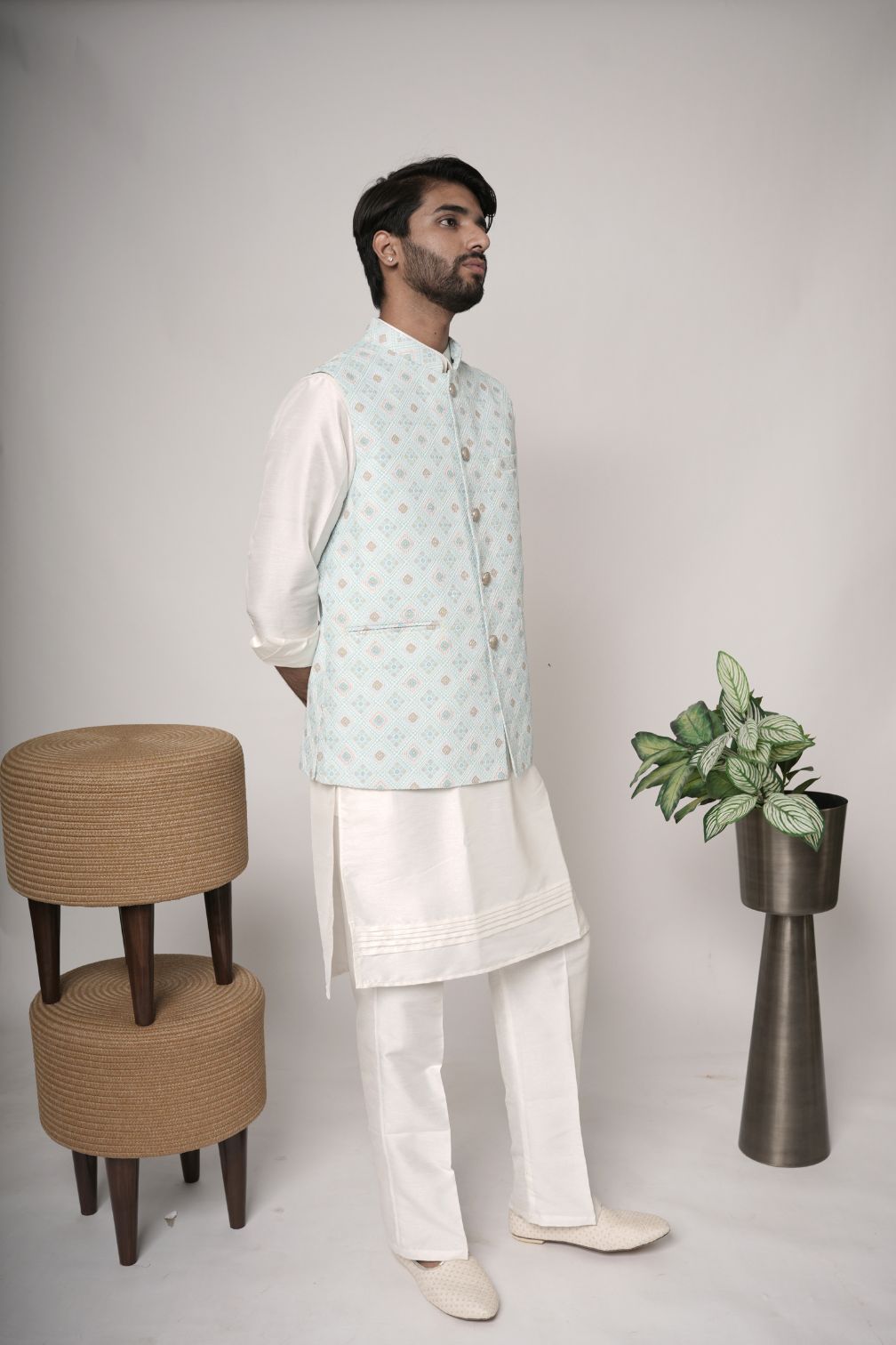 Chikankari Nehru Jacket For Men | Modi Jacket | Indian wedding wear outfits | waistcoat | kurta jacket