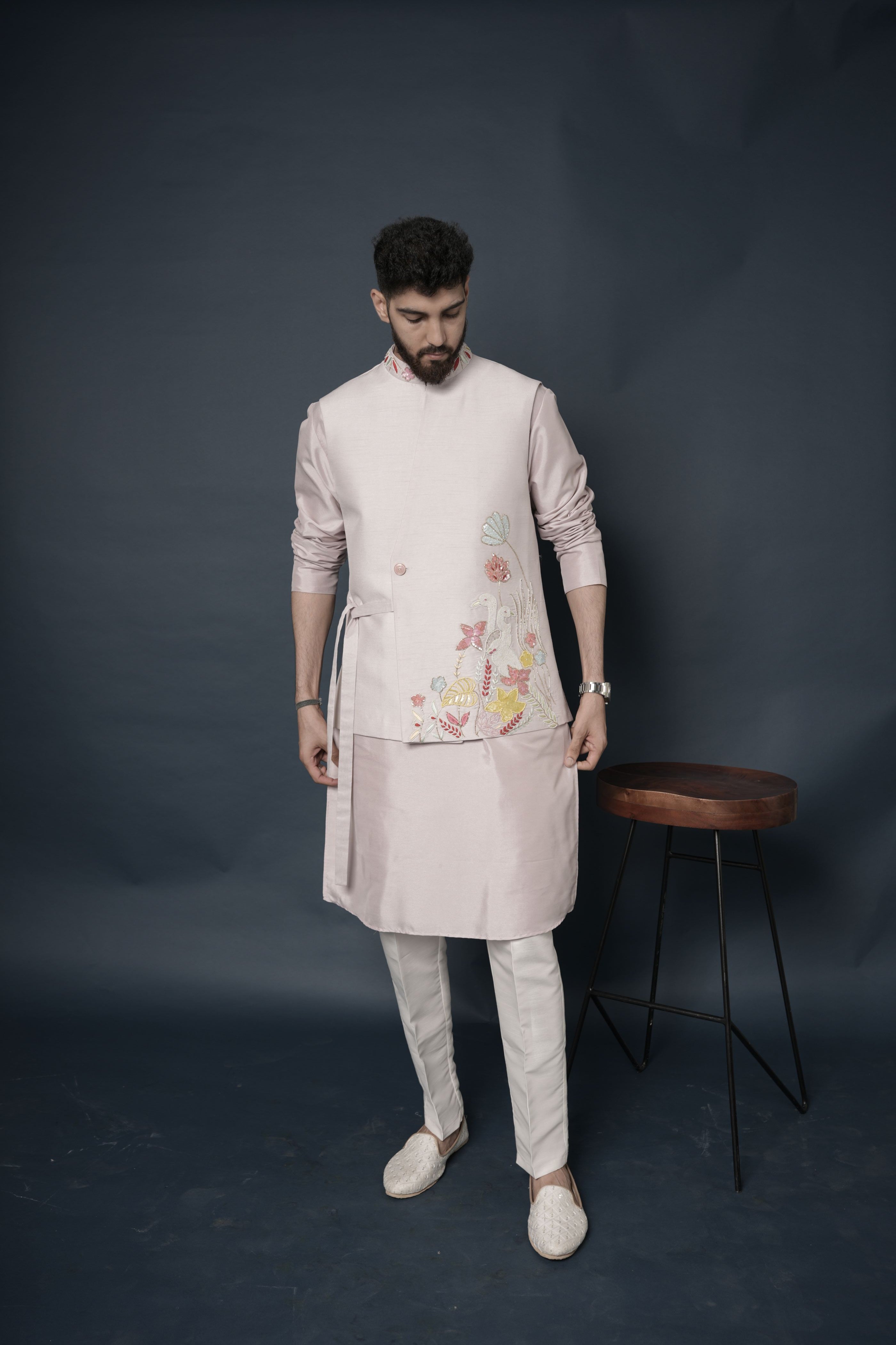 Handwork Nehru Jacket with kurta pyjama set For Men | Modi Jacket 3 piece set | Indian wedding wear outfits | waistcoat | kurta pant with jacket