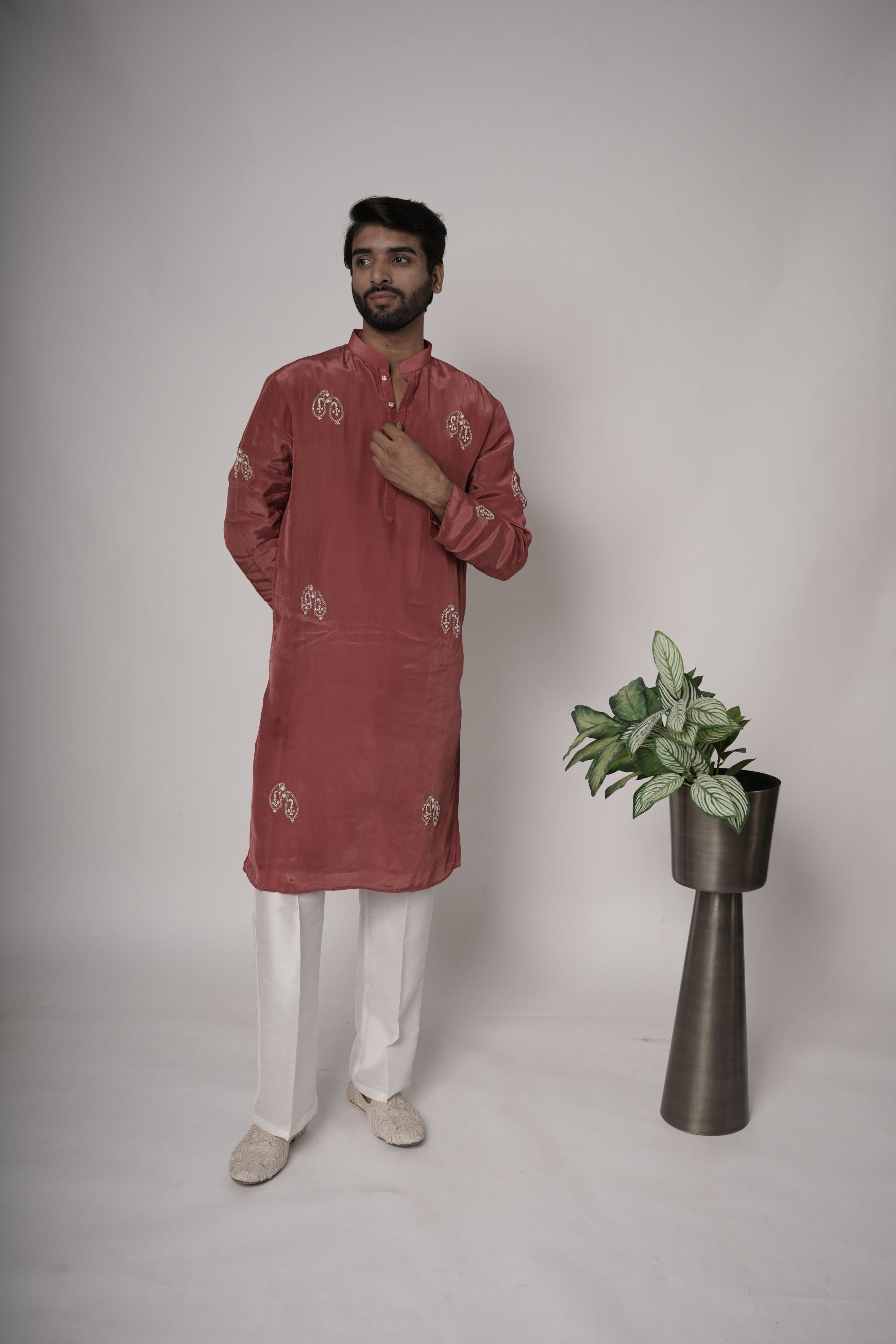 Silk Handwork Mens Kurta & Pants Set | Festive Outfit for men | Wedding wear for men | kurta for groom or groomsmen