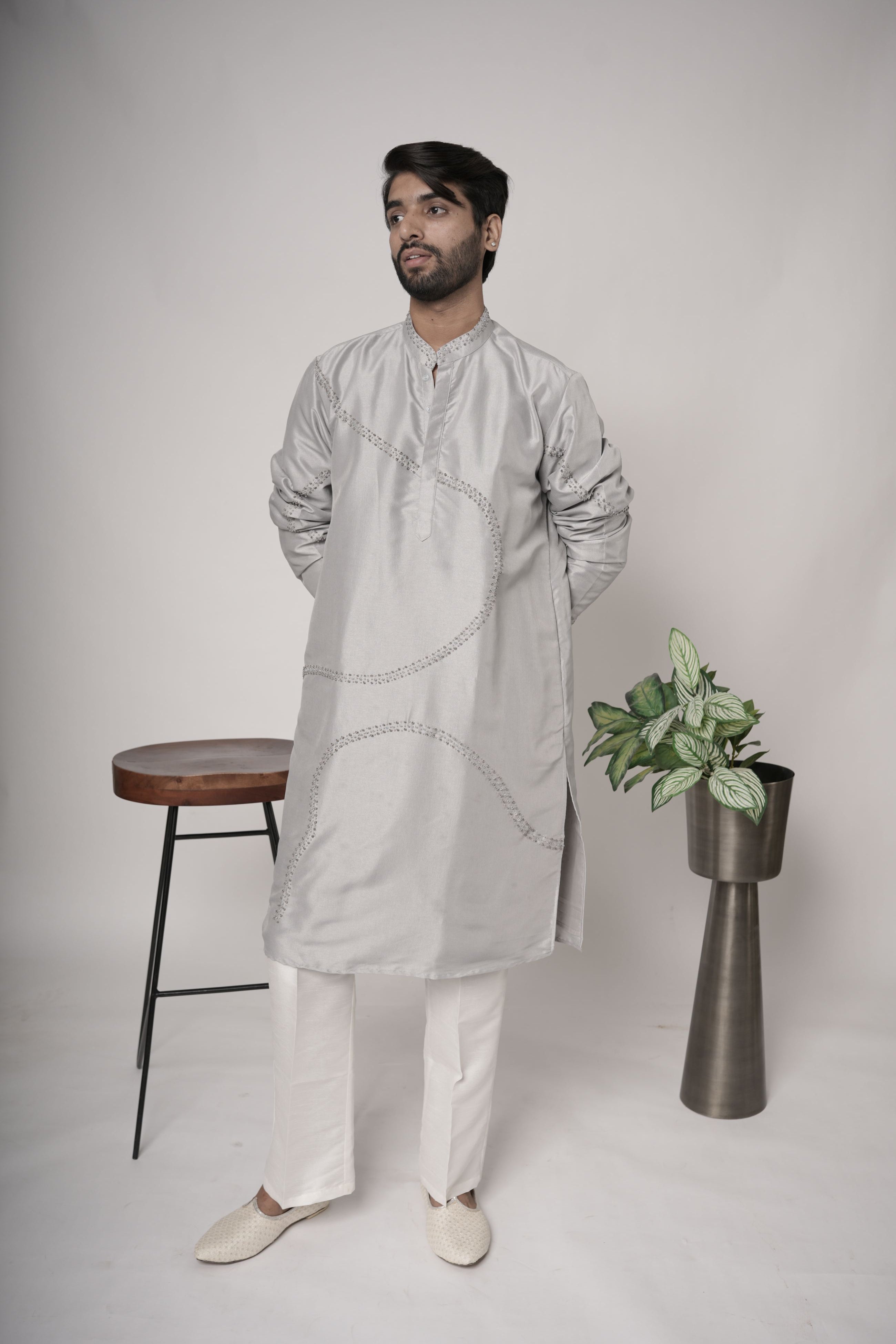 Silk Handwork Mens Kurta & Pants Set | Festive Outfit for men | Wedding wear for men | kurta for groom or groomsmen