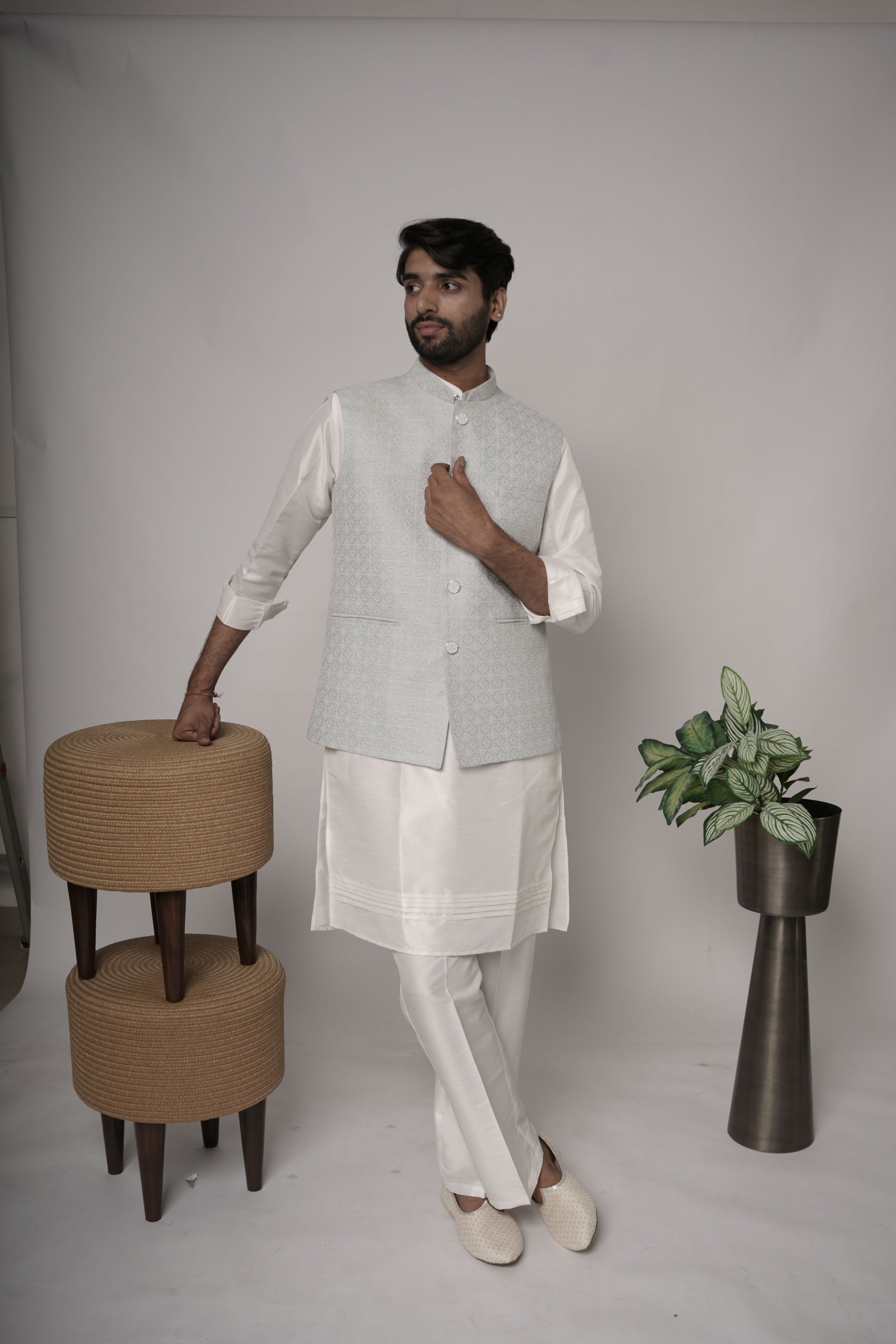 Chikankari Nehru Jacket For Men | Modi Jacket | Indian wedding wear outfits | waistcoat | kurta jacket