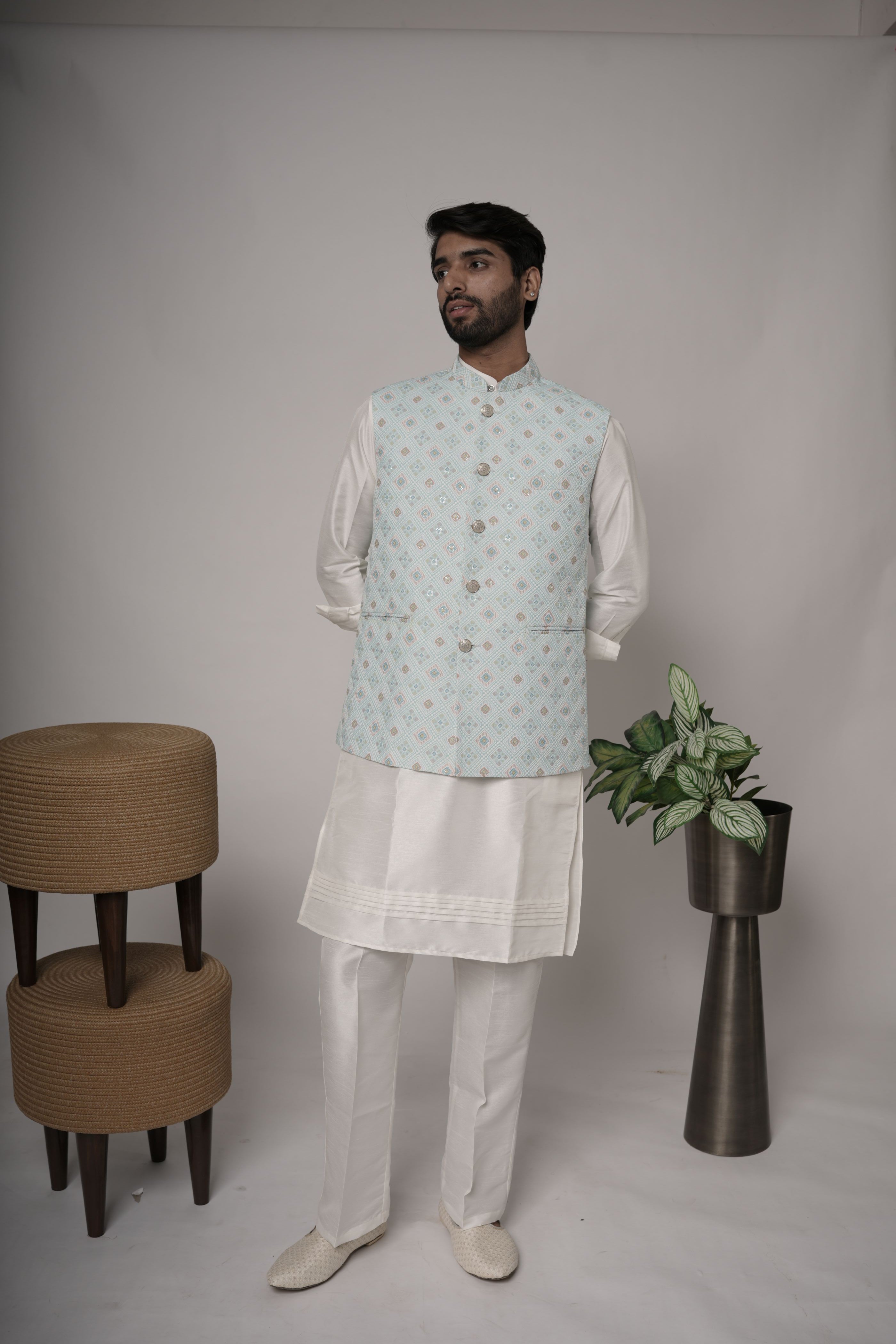 Chikankari Nehru Jacket For Men | Modi Jacket | Indian wedding wear outfits | waistcoat | kurta jacket