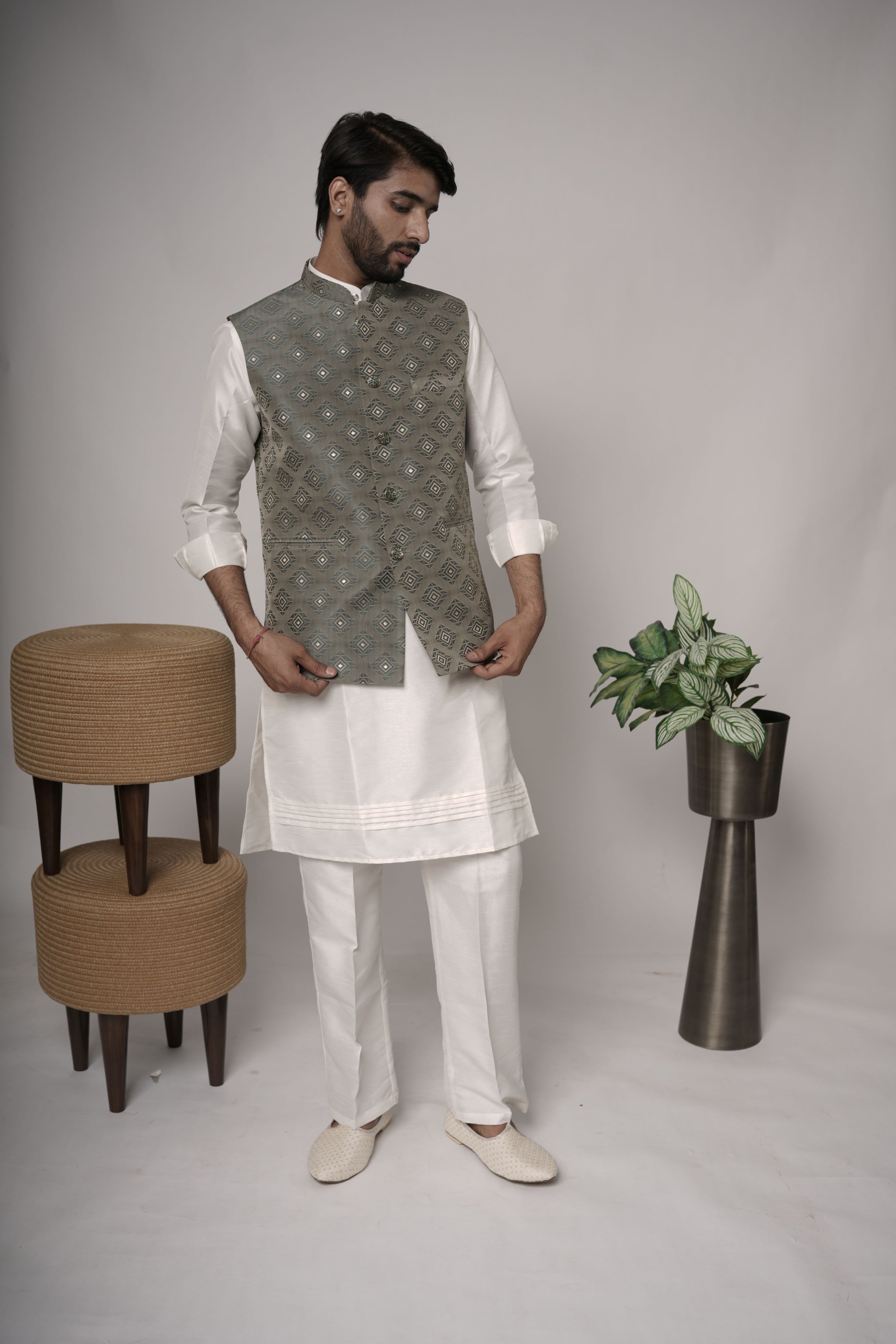 Mens Nehru Jacket | Brocade Silk Nehru Jacket for wedding and festive Functions