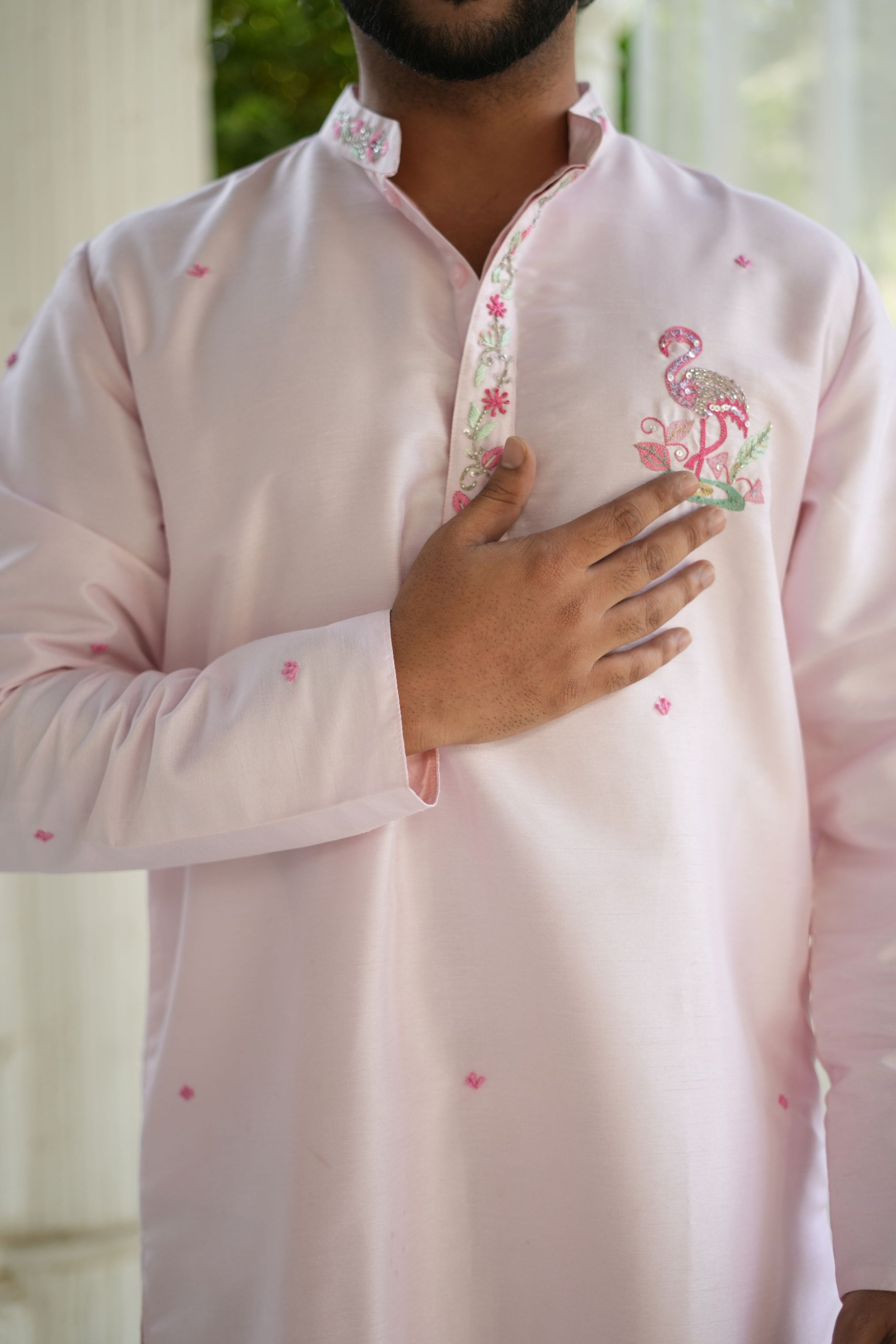 Handwork Mens Kurta & Pants Set | Festive Outfit for men | Groom or Groomsmen outfit