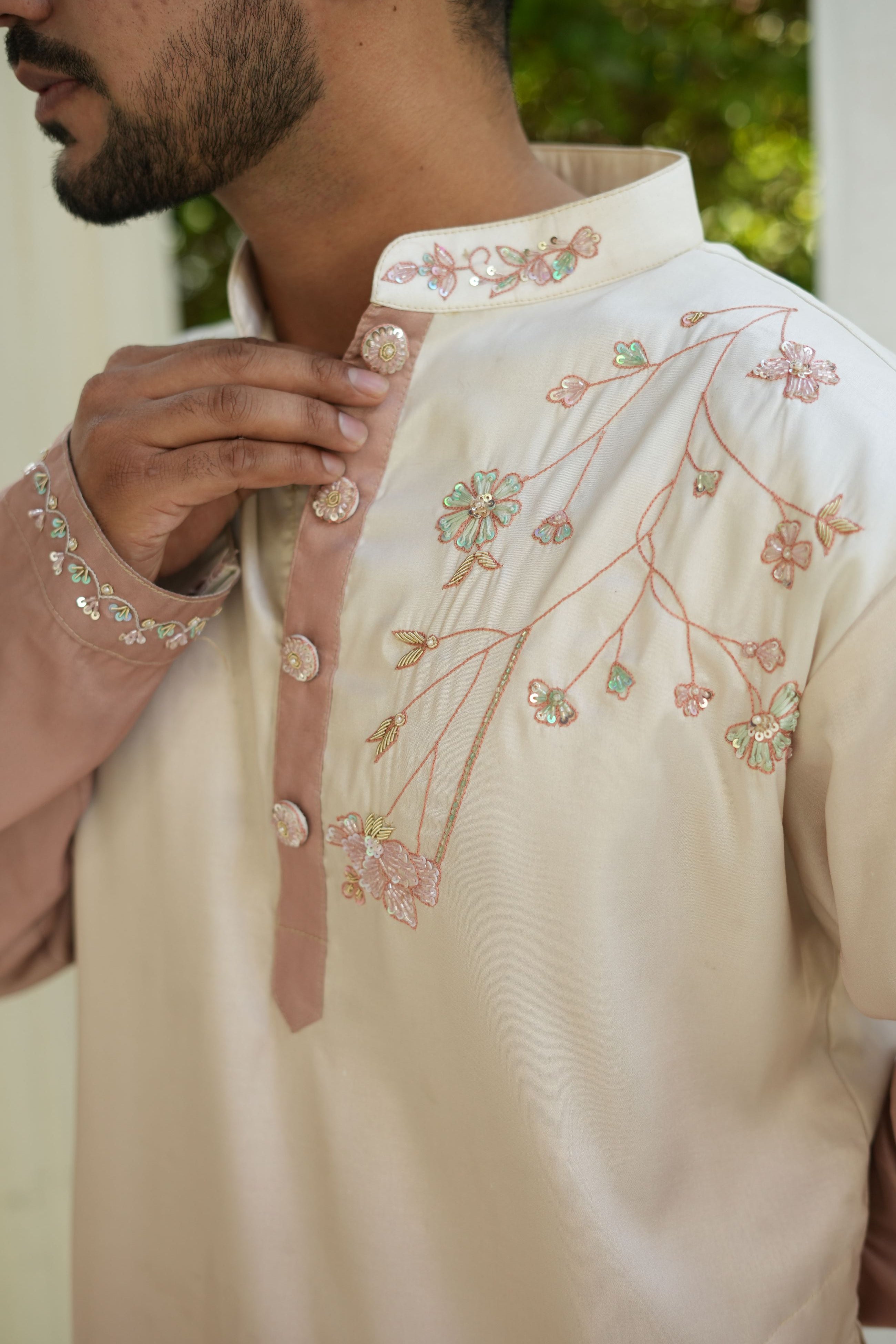 Handwork Mens Kurta & Pants Set | Festive Outfit for men | Groom or Groomsmen outfit