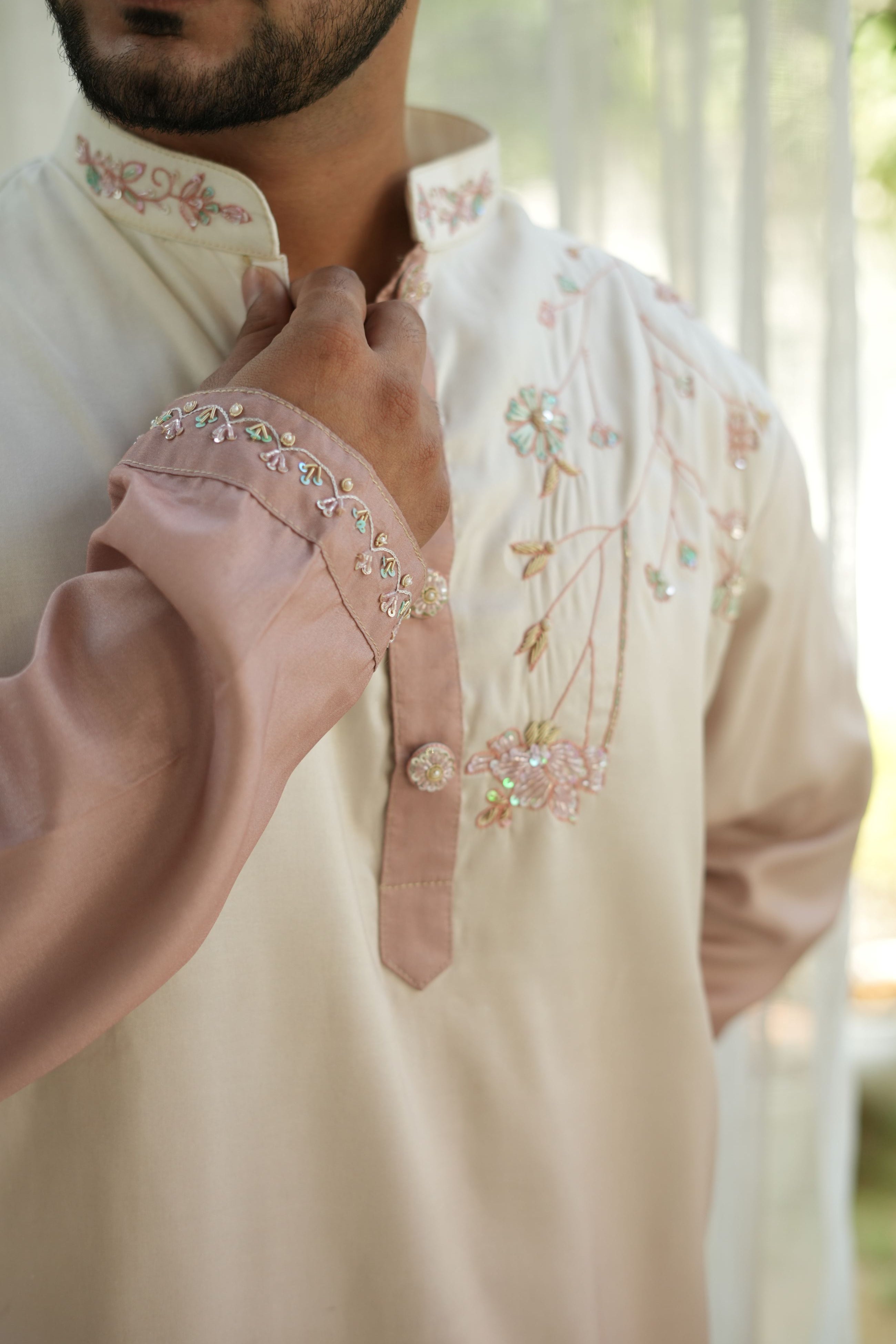 Handwork Mens Kurta & Pants Set | Festive Outfit for men | Groom or Groomsmen outfit