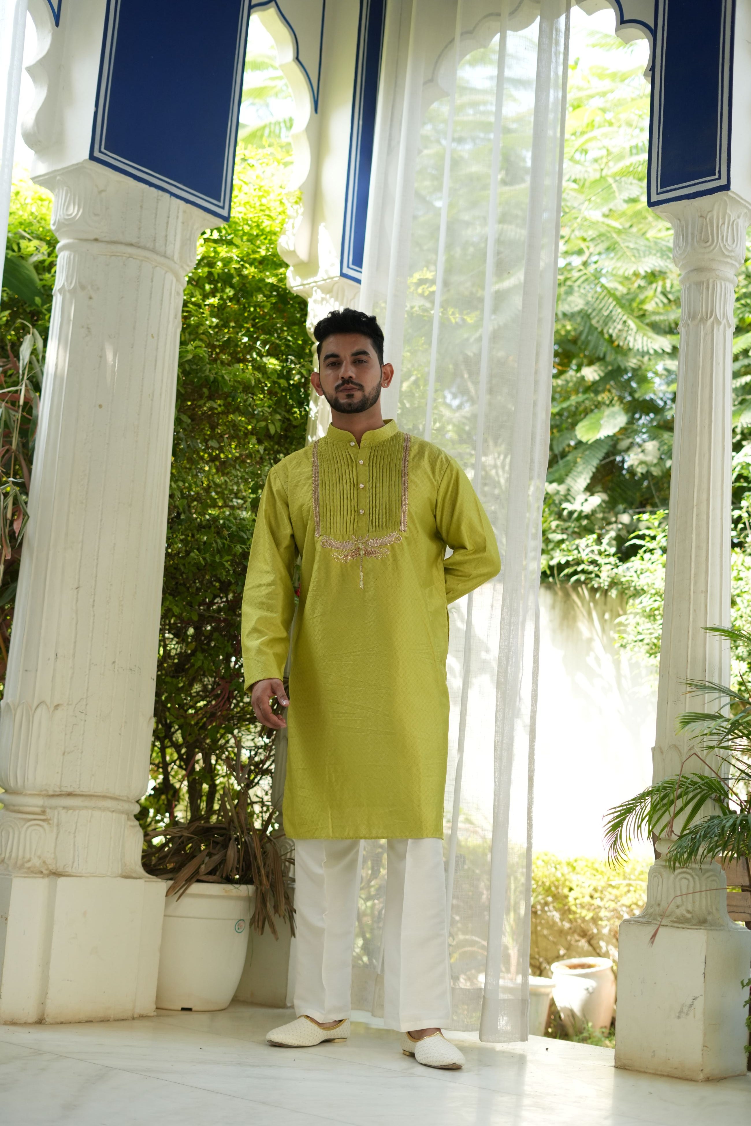 Handwork Mens Kurta & Pants Set | Festive Outfit for men | Groom or Groomsmen outfit