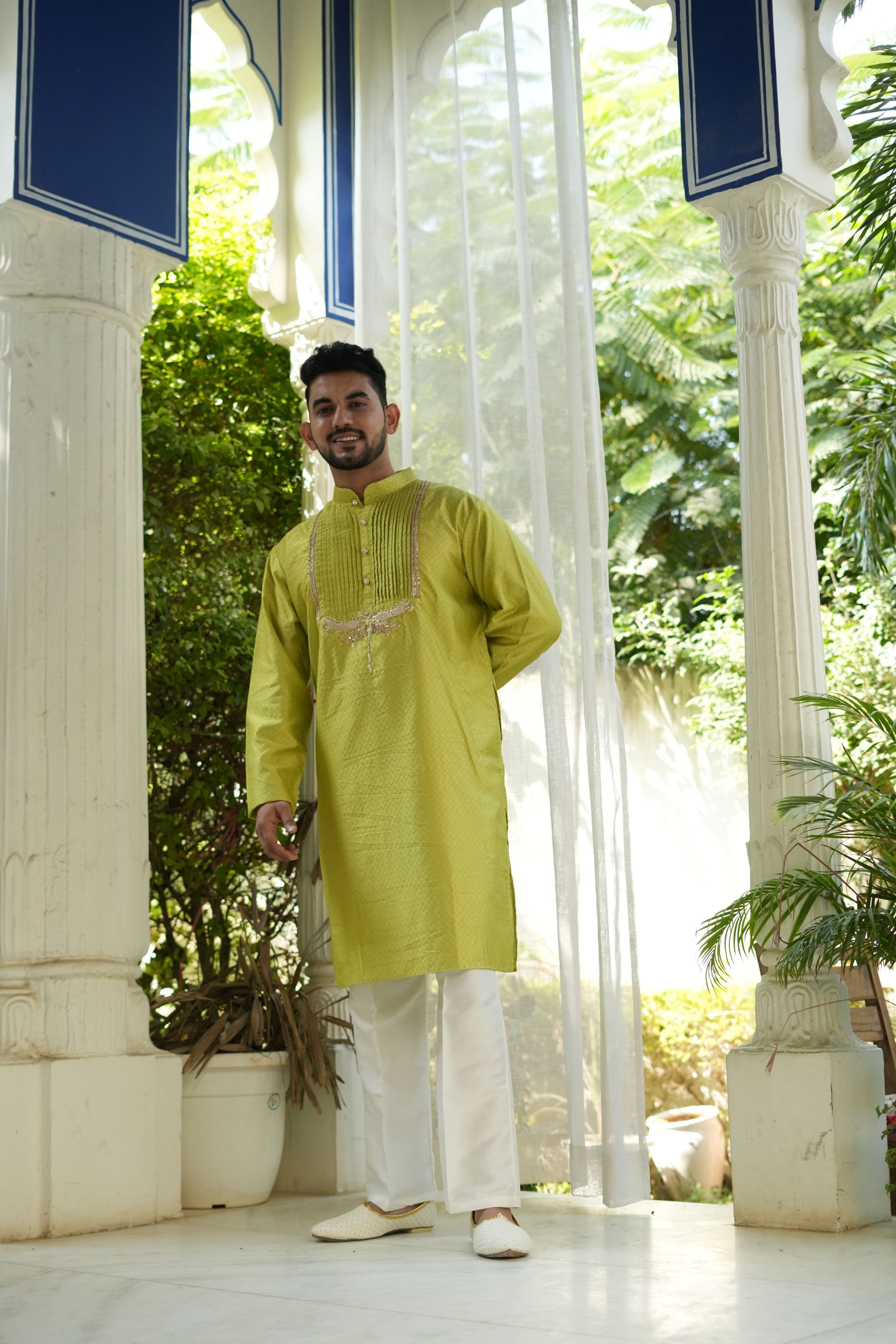 Handwork Mens Kurta & Pants Set | Festive Outfit for men | Groom or Groomsmen outfit