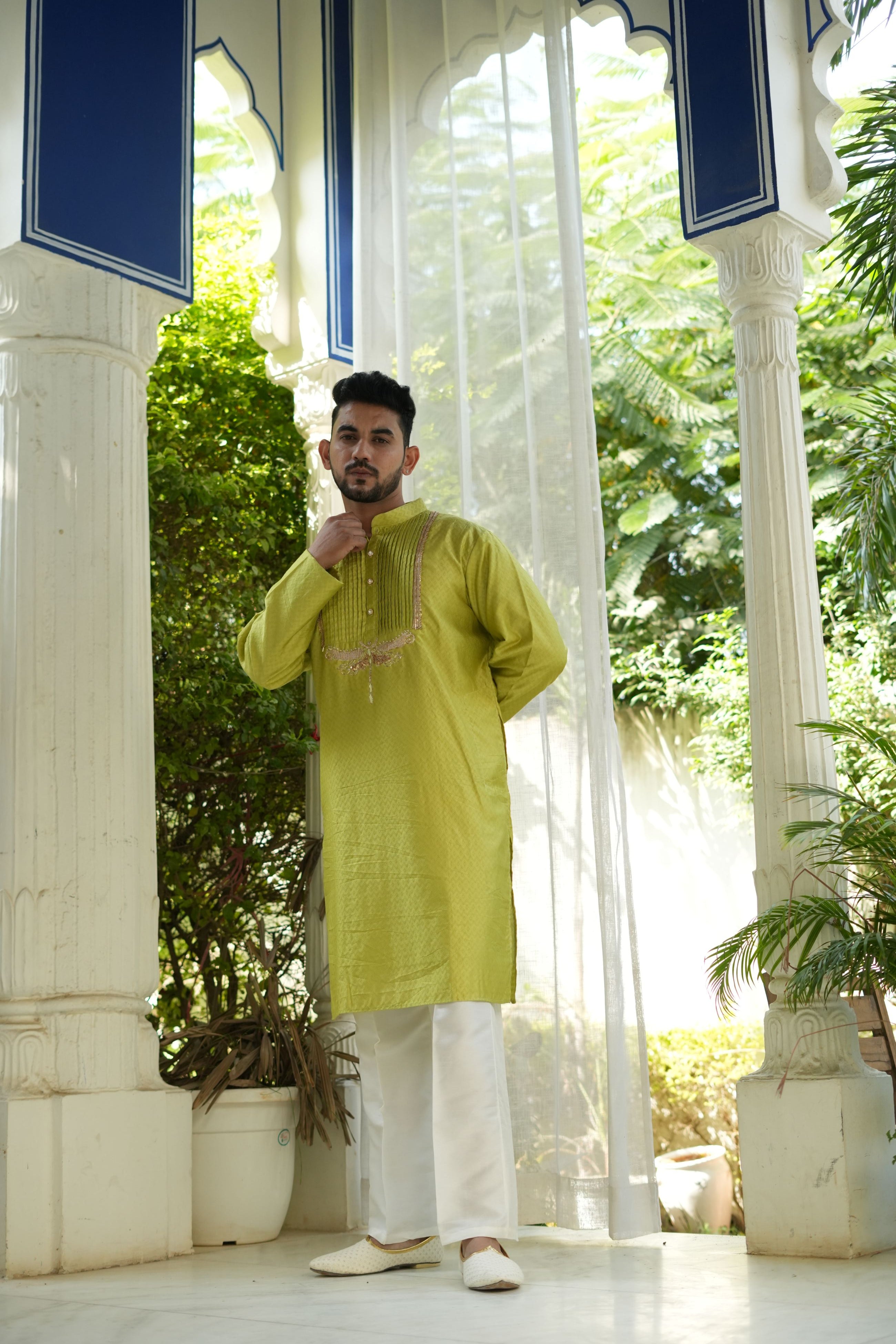 Handwork Mens Kurta & Pants Set | Festive Outfit for men | Groom or Groomsmen outfit