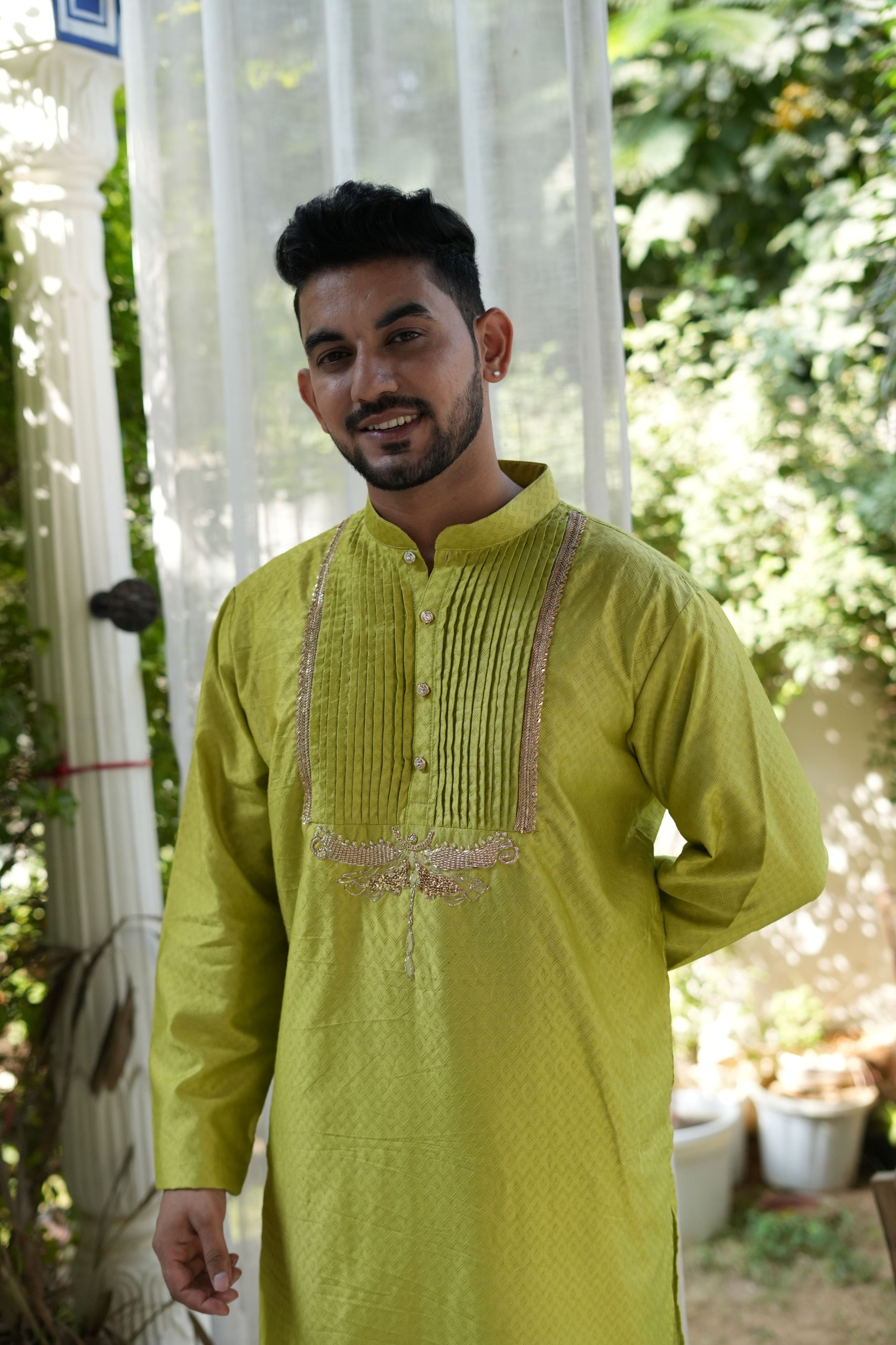 Handwork Mens Kurta & Pants Set | Festive Outfit for men | Groom or Groomsmen outfit