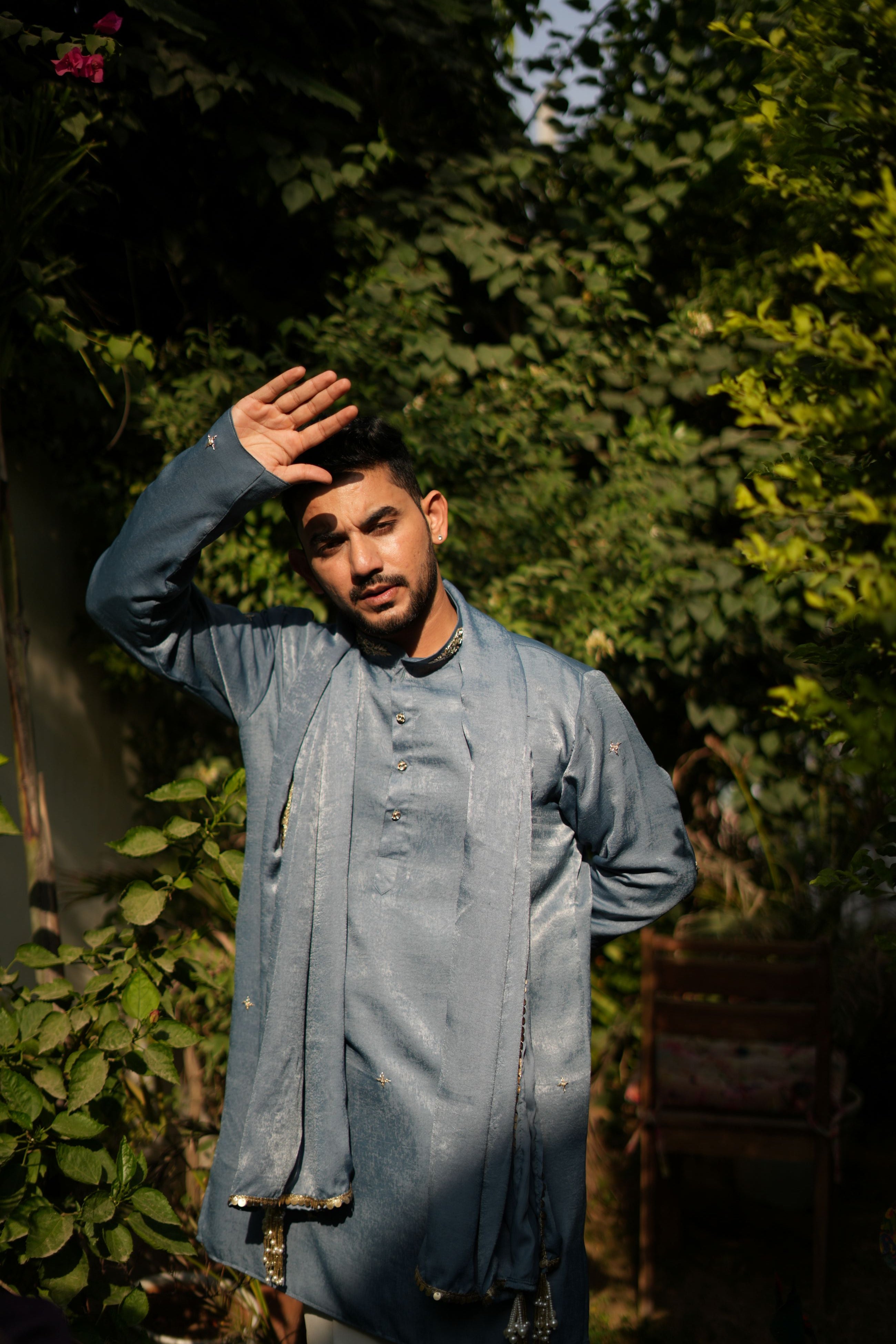 Handwork Mens Kurta & Pants Set with dupatta | Festive Outfit for men | Groom or Groomsmen outfit