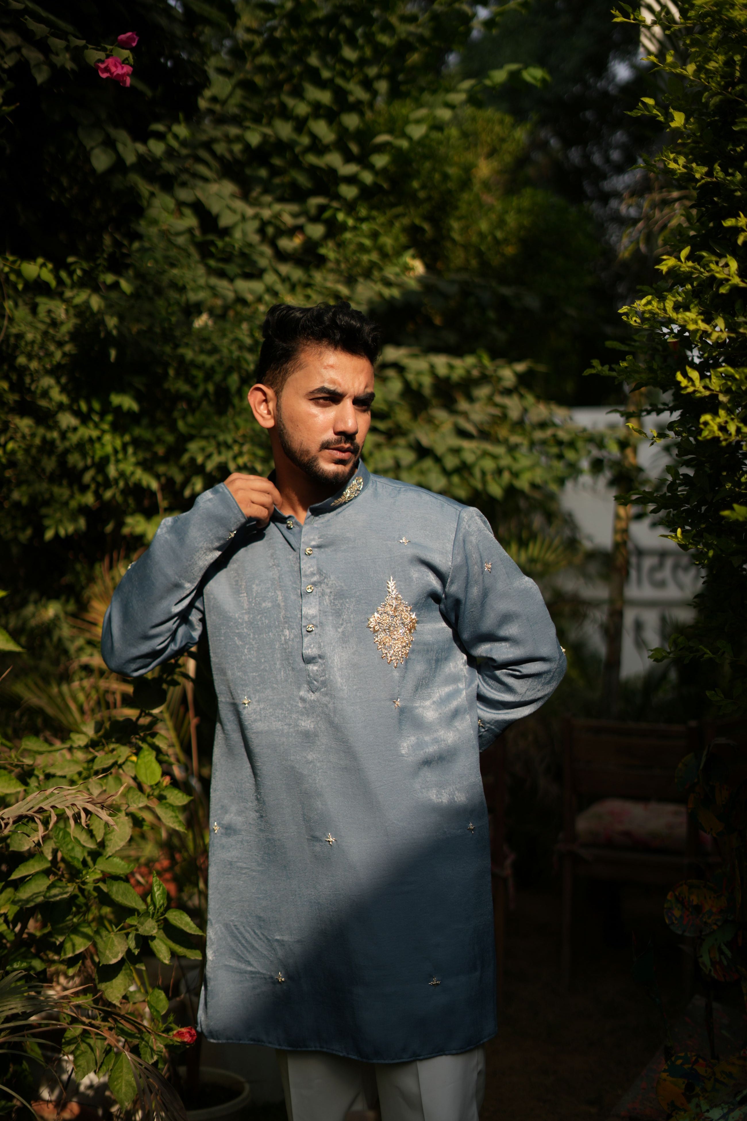 Handwork Mens Kurta & Pants Set with dupatta | Festive Outfit for men | Groom or Groomsmen outfit