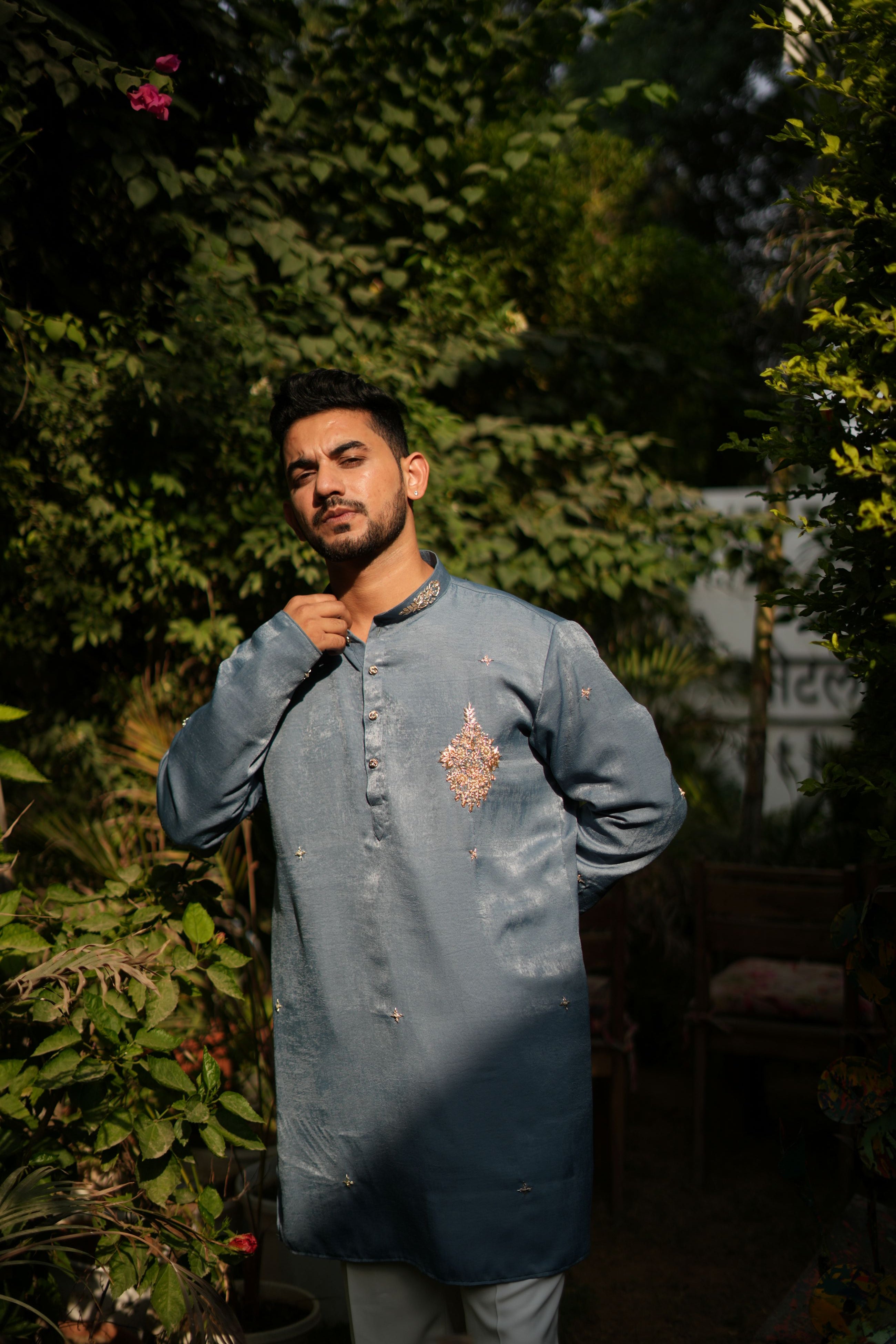 Handwork Mens Kurta & Pants Set with dupatta | Festive Outfit for men | Groom or Groomsmen outfit