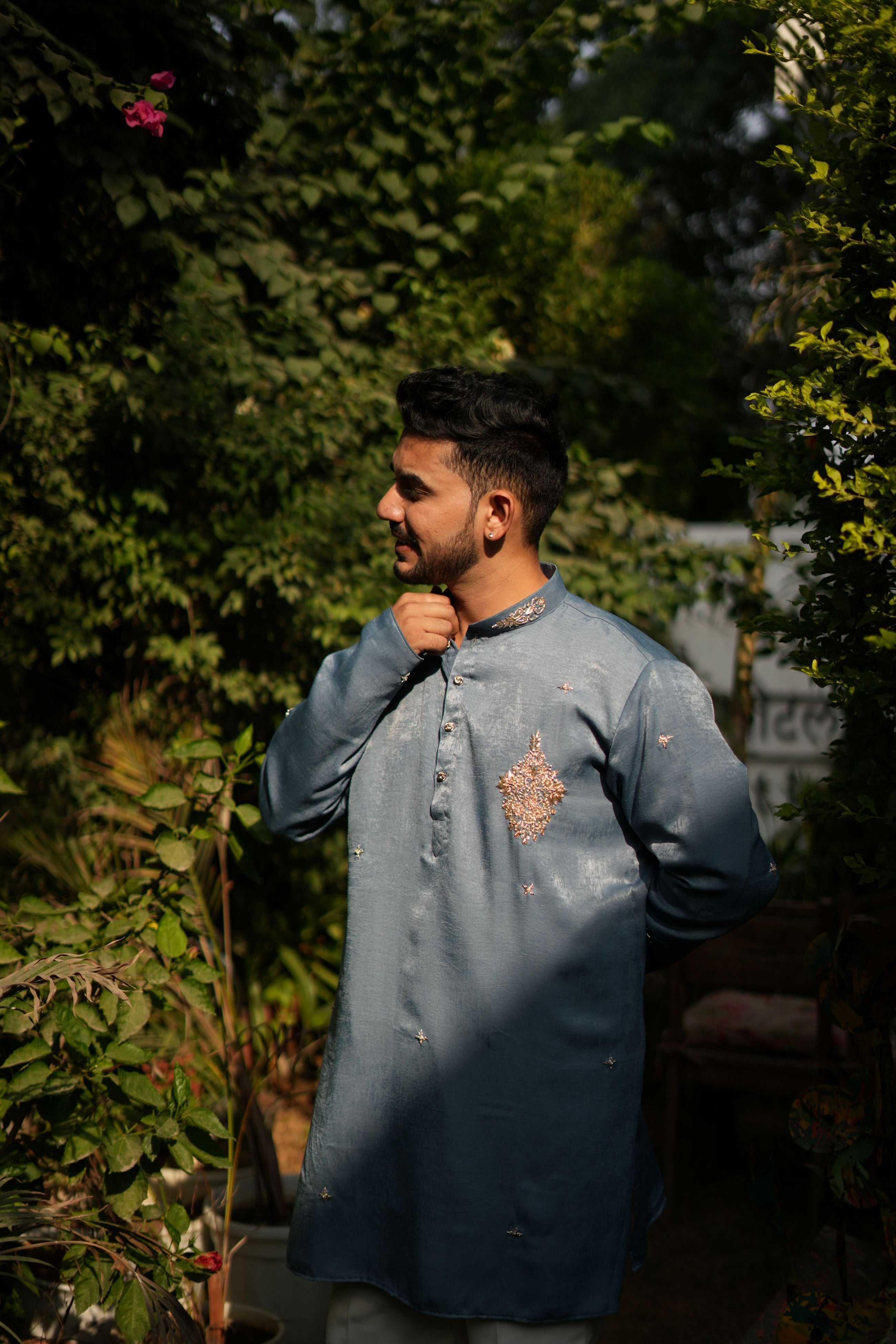 Handwork Mens Kurta & Pants Set with dupatta | Festive Outfit for men | Groom or Groomsmen outfit
