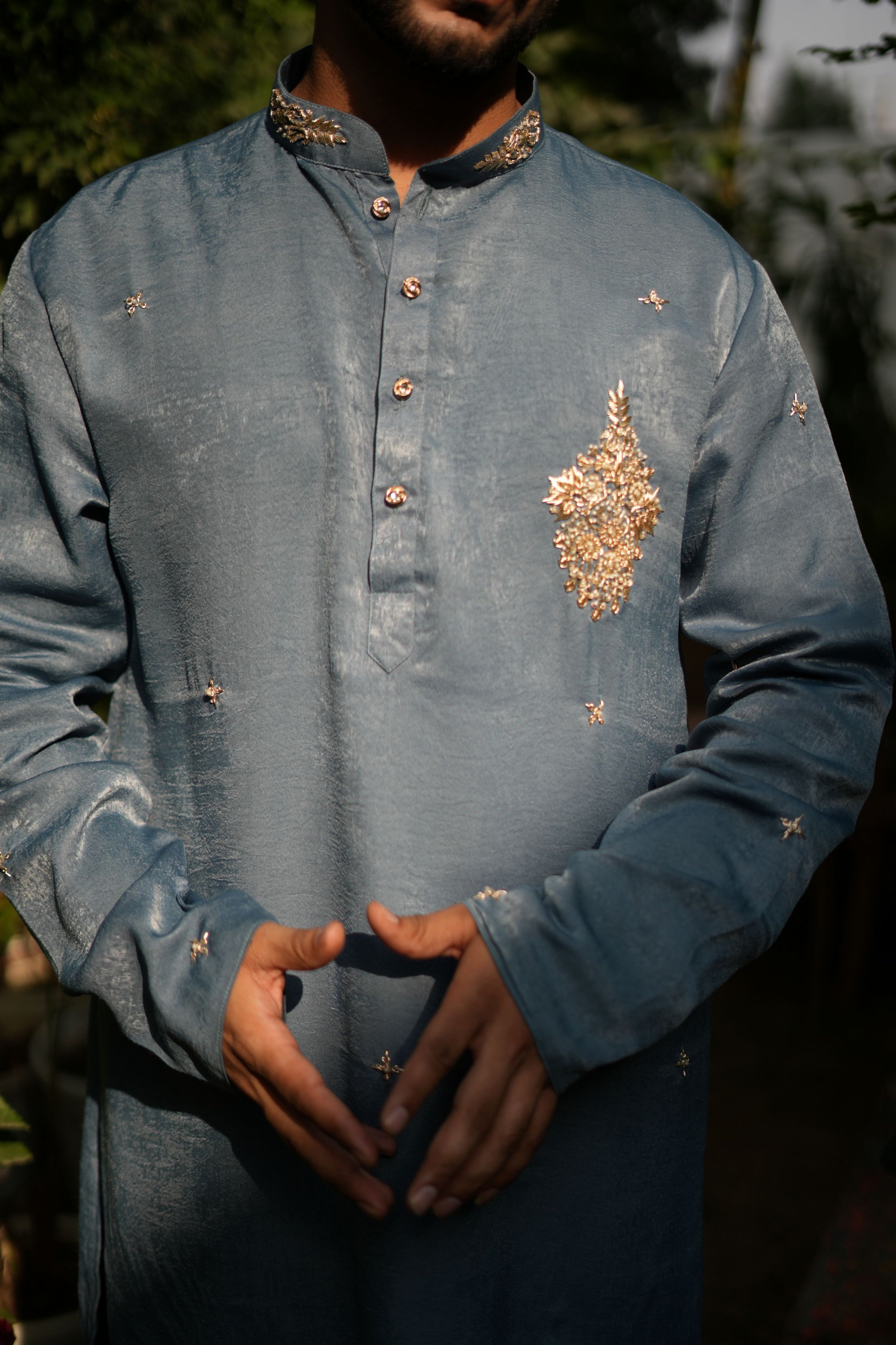 Handwork Mens Kurta & Pants Set with dupatta | Festive Outfit for men | Groom or Groomsmen outfit
