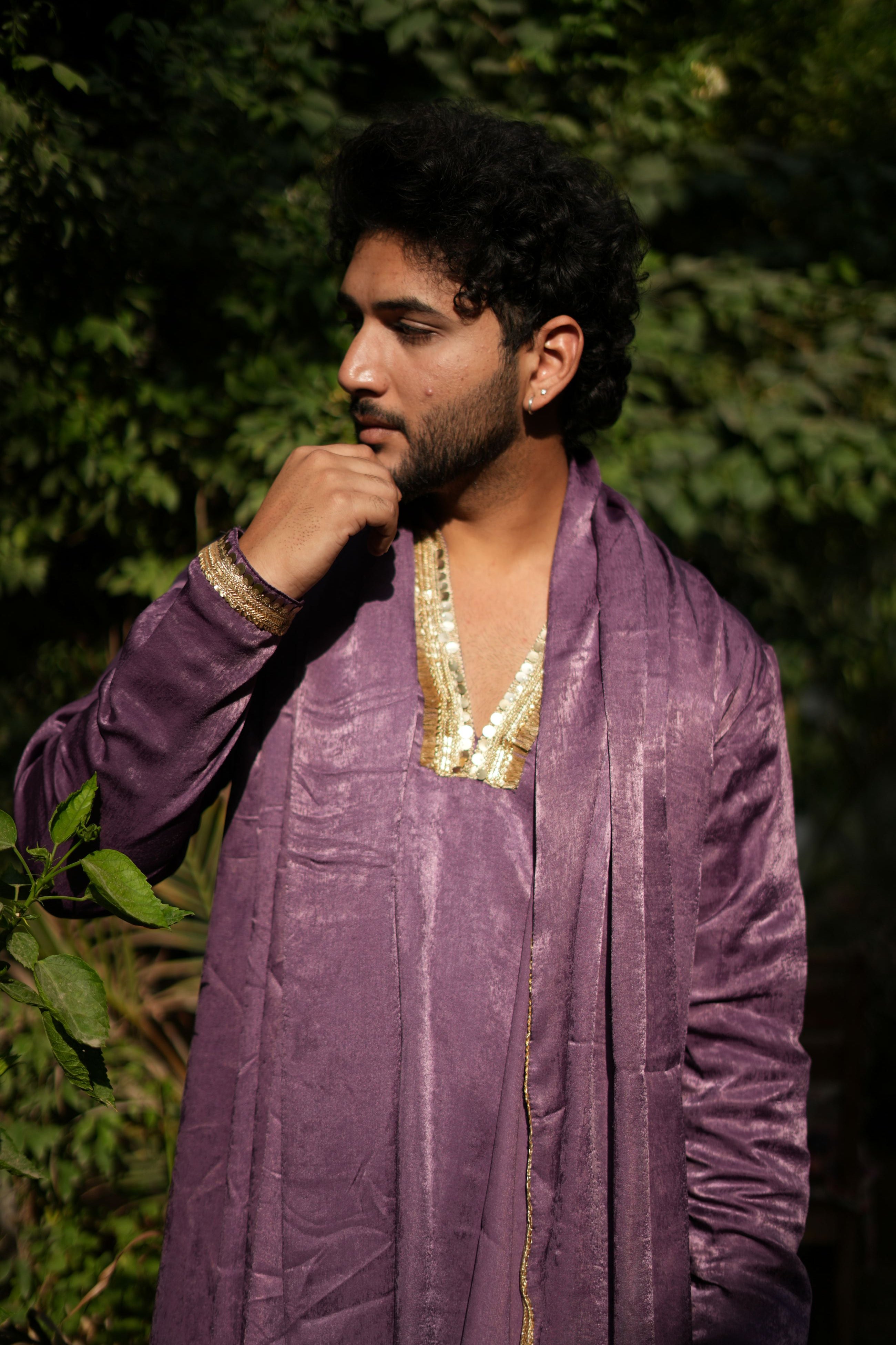 Handwork Mens Kurta & Pants Set with dupatta | Festive Outfit for men | Groom or Groomsmen outfit