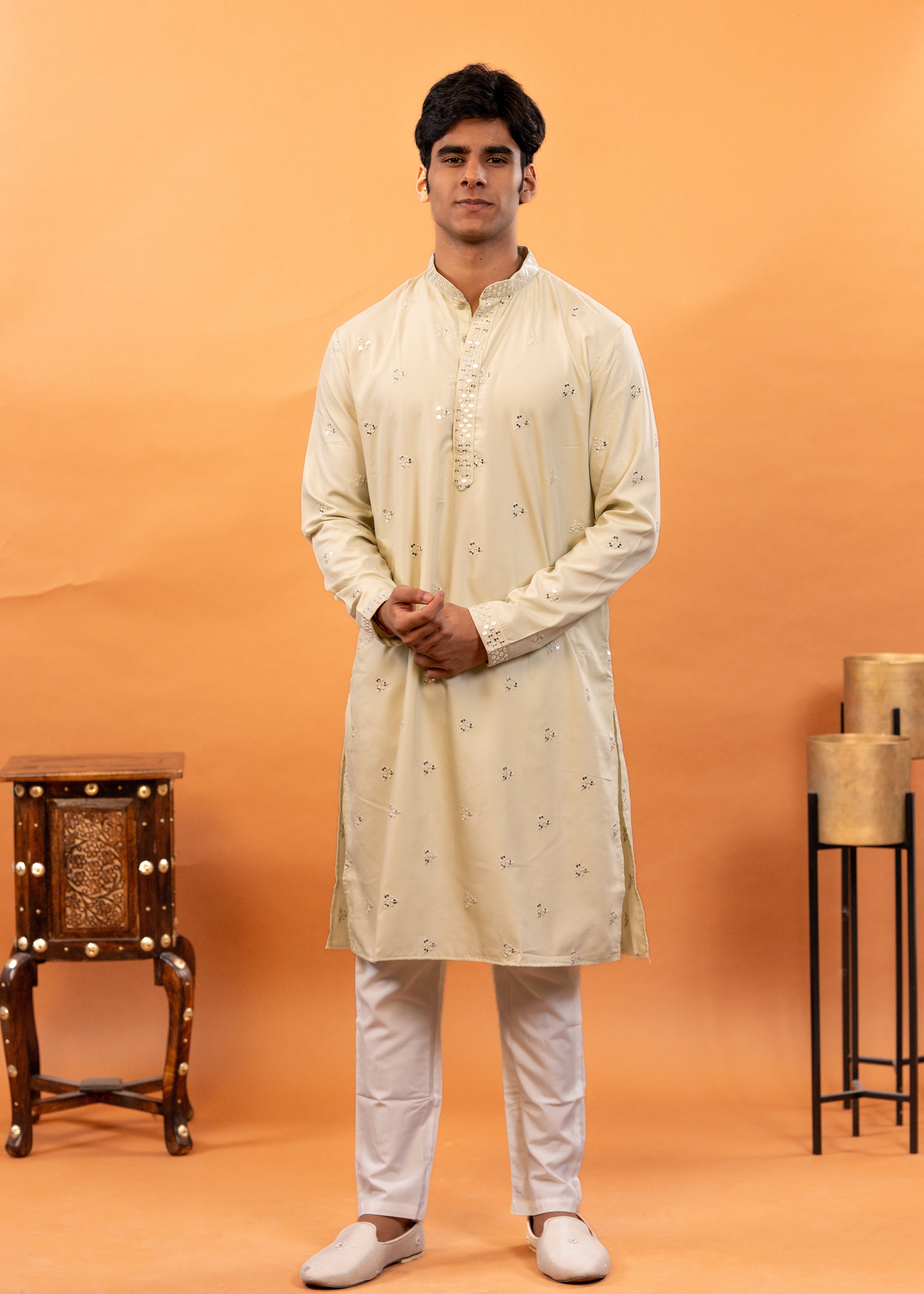 Men's Handwork Silk handwork Kurta & pants Set