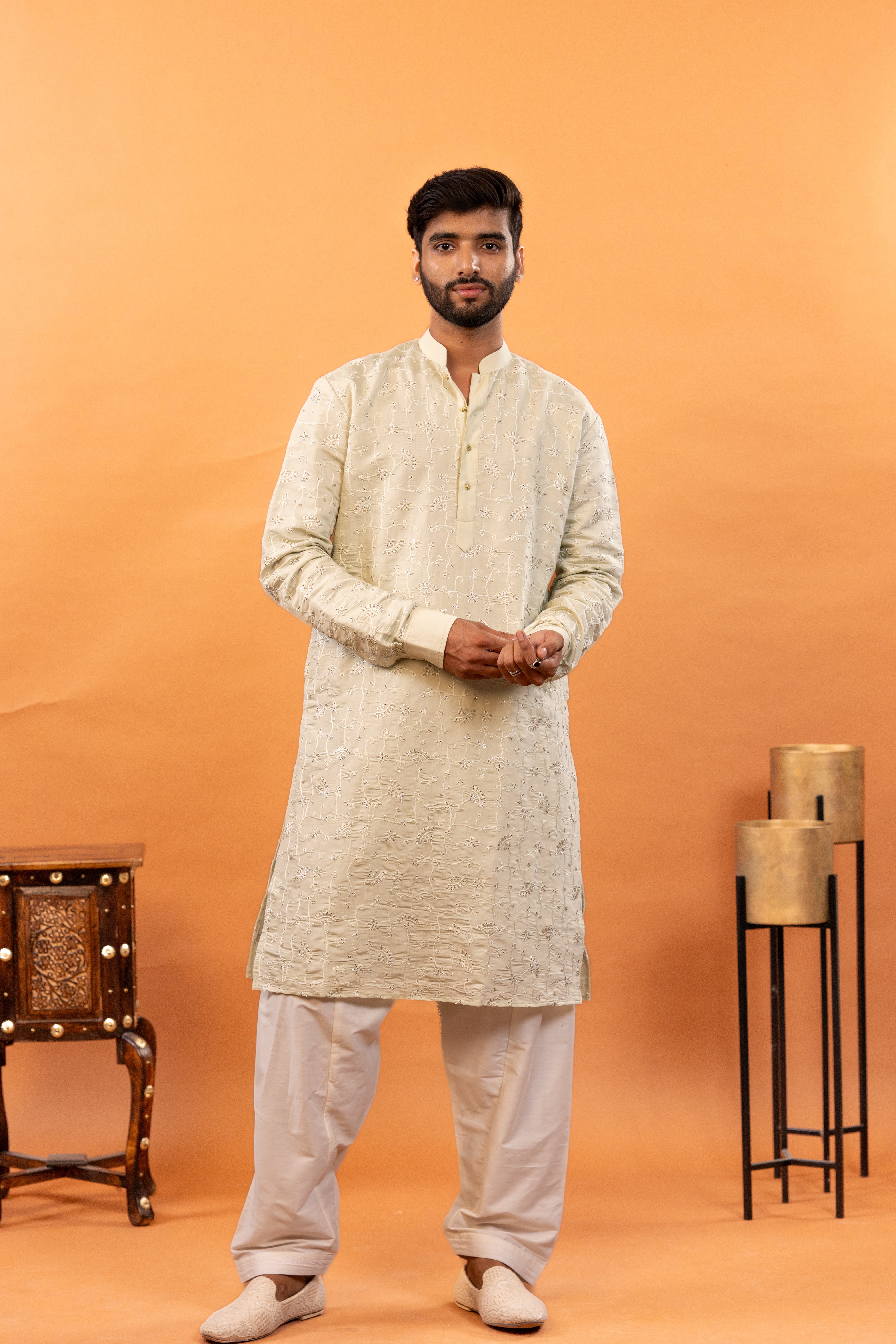 Handwork Mens Kurta & Pants Set | Festive Outfit for men | Groom or Groomsmen outfit