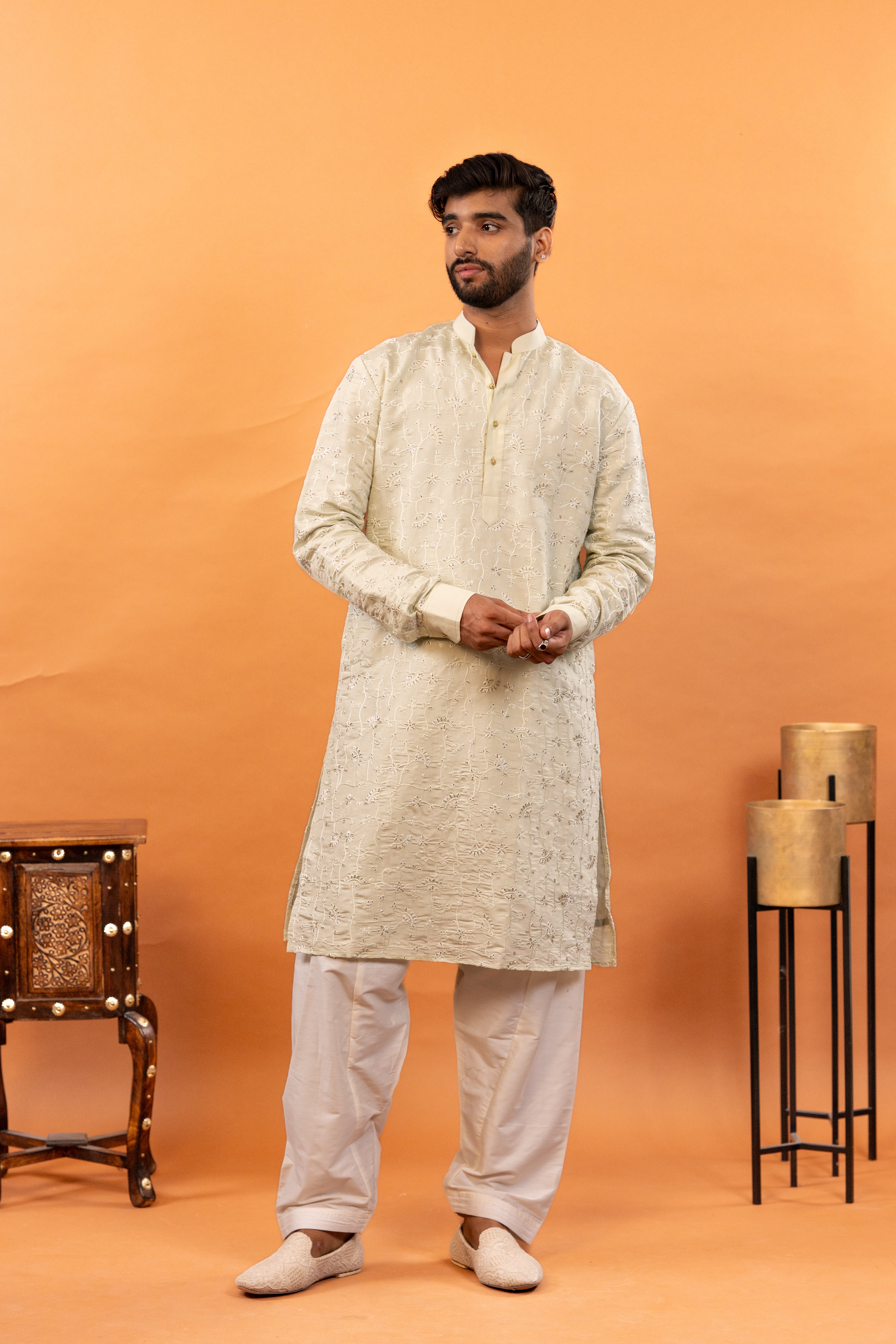 Handwork Mens Kurta & Pants Set | Festive Outfit for men | Groom or Groomsmen outfit