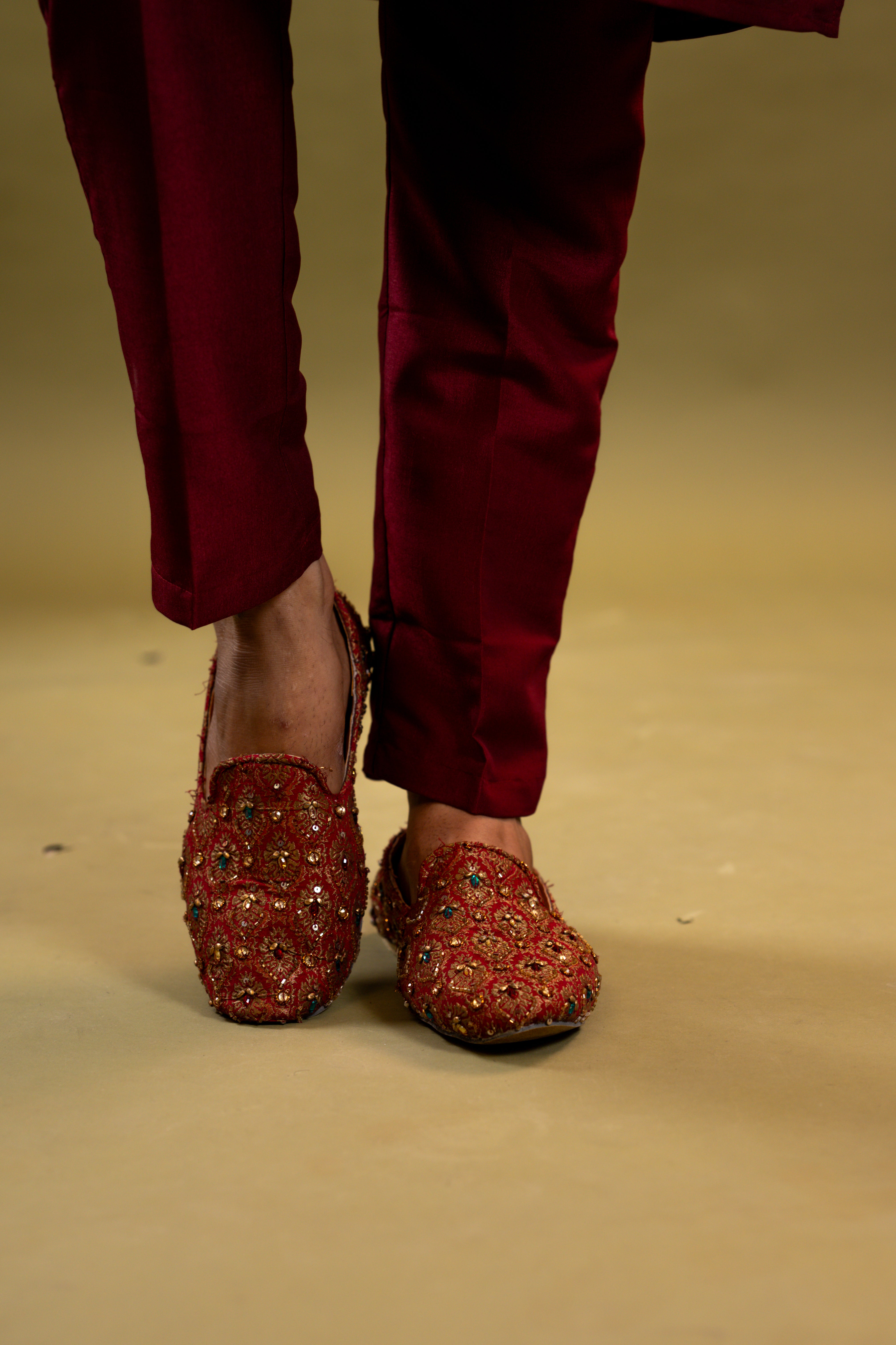 Punjabi Jutti For Men's Traditional Handmade Wedding Bridal Shoes Ethnic Mojari Flat Khussa Jooti | Mojari Stylish Juttis | Silk Weaving Brocade