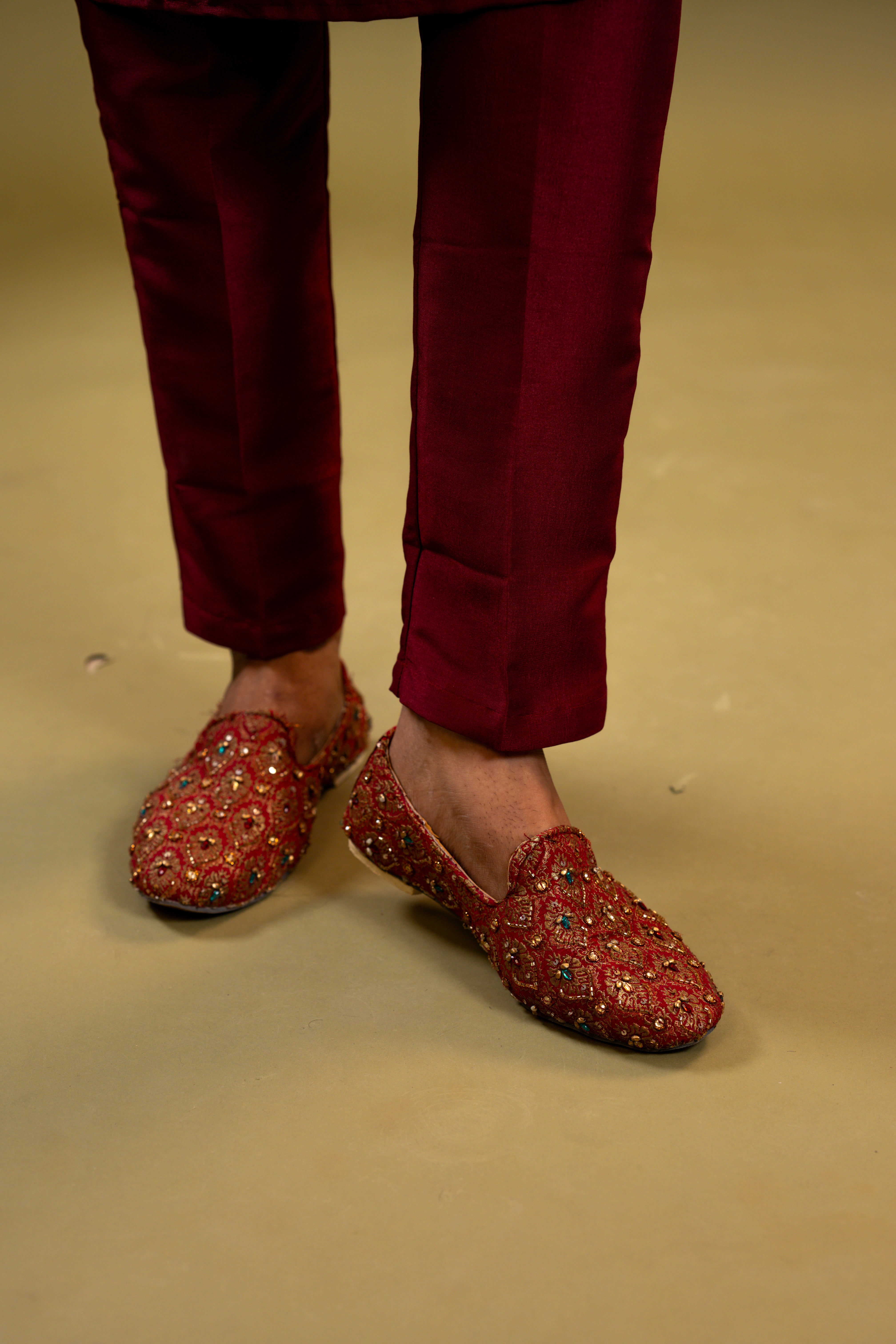 Punjabi Jutti For Men's Traditional Handmade Wedding Bridal Shoes Ethnic Mojari Flat Khussa Jooti | Mojari Stylish Juttis | Silk Weaving Brocade