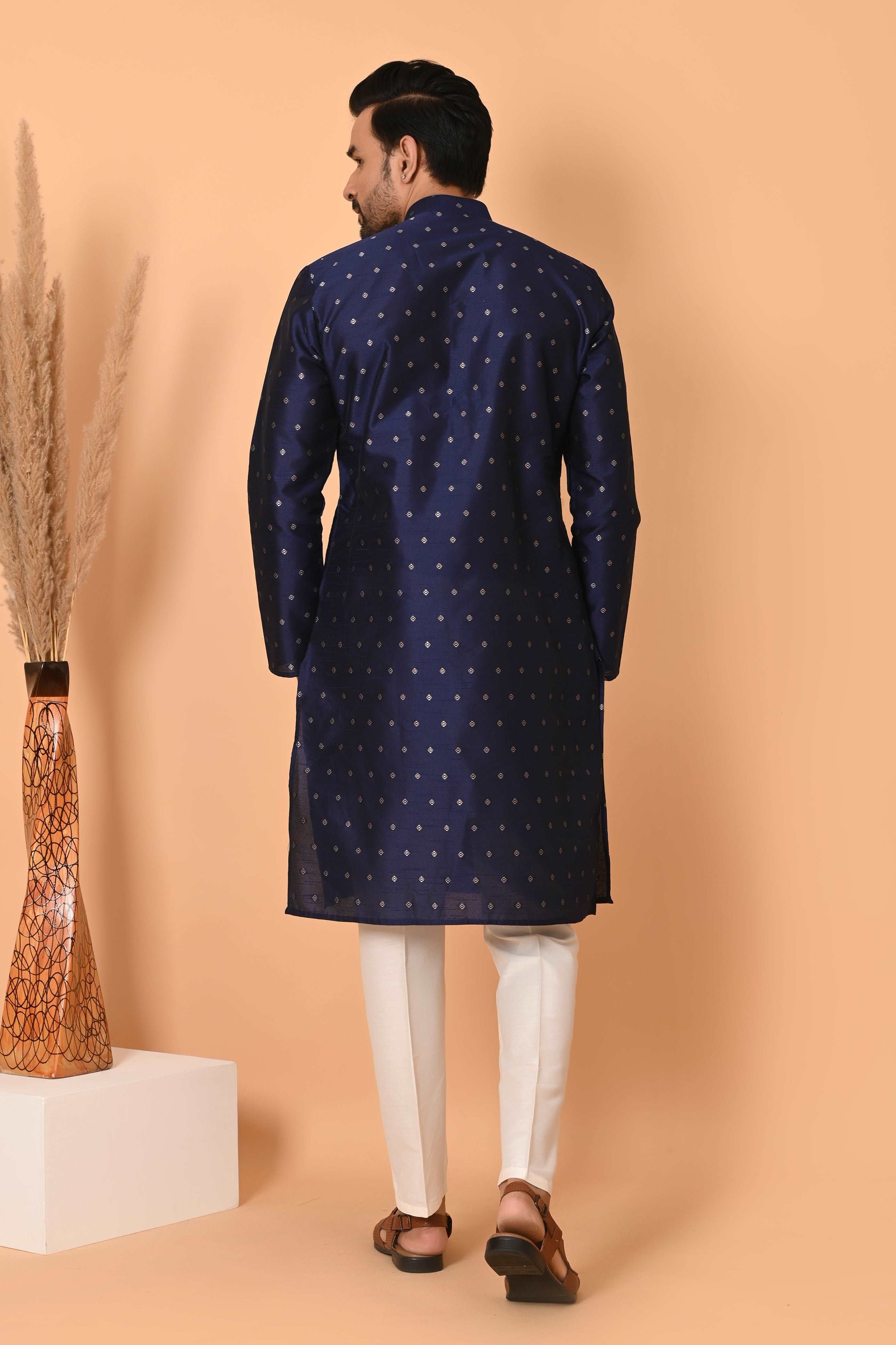 Men's Purple Jacquard silk kurta pajama set ethnic traditional wear Indian party suit kurta men