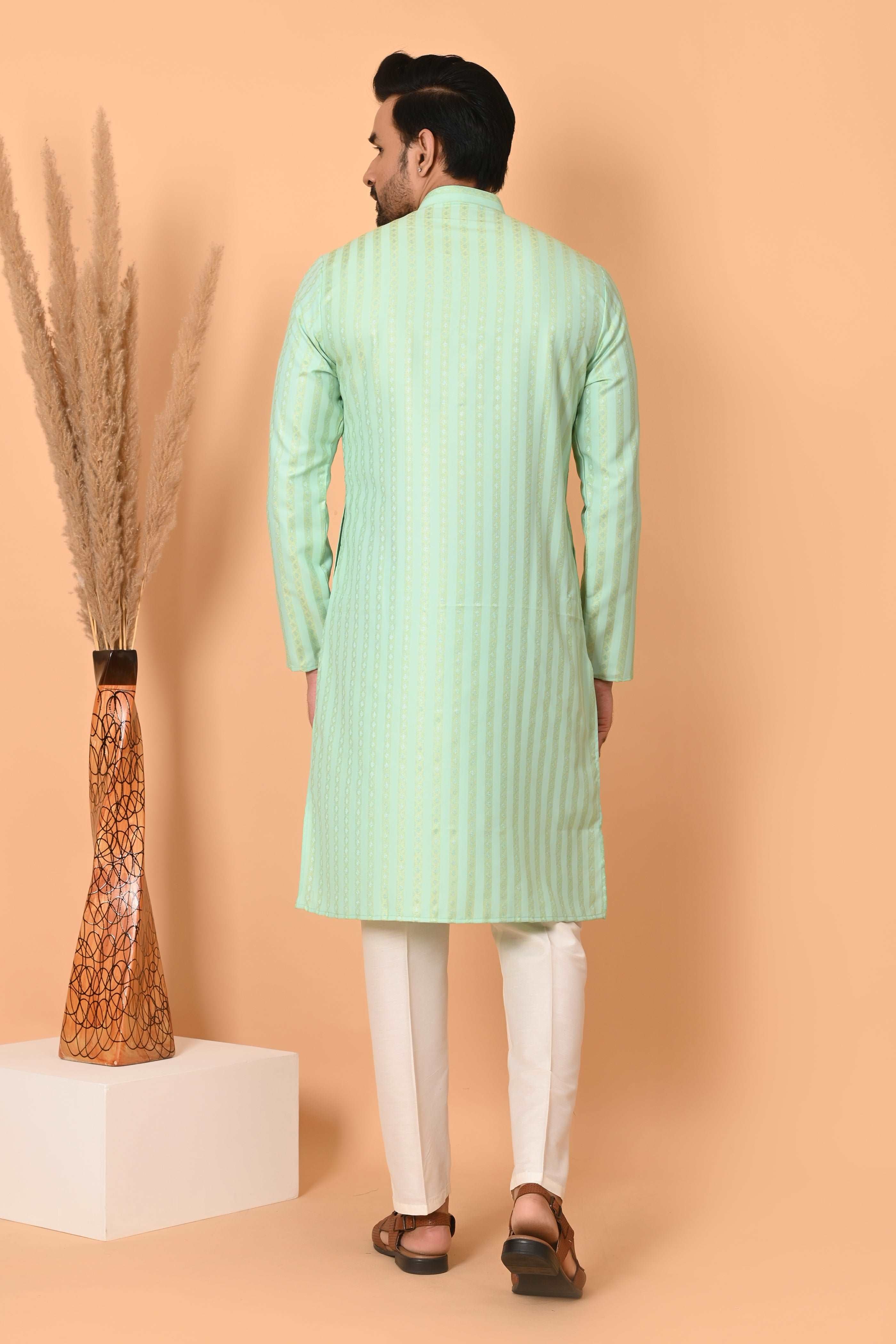 sea green kurta set for men festive wedding Men Kurta Pajama, Kurta Churidar, Indian Wear