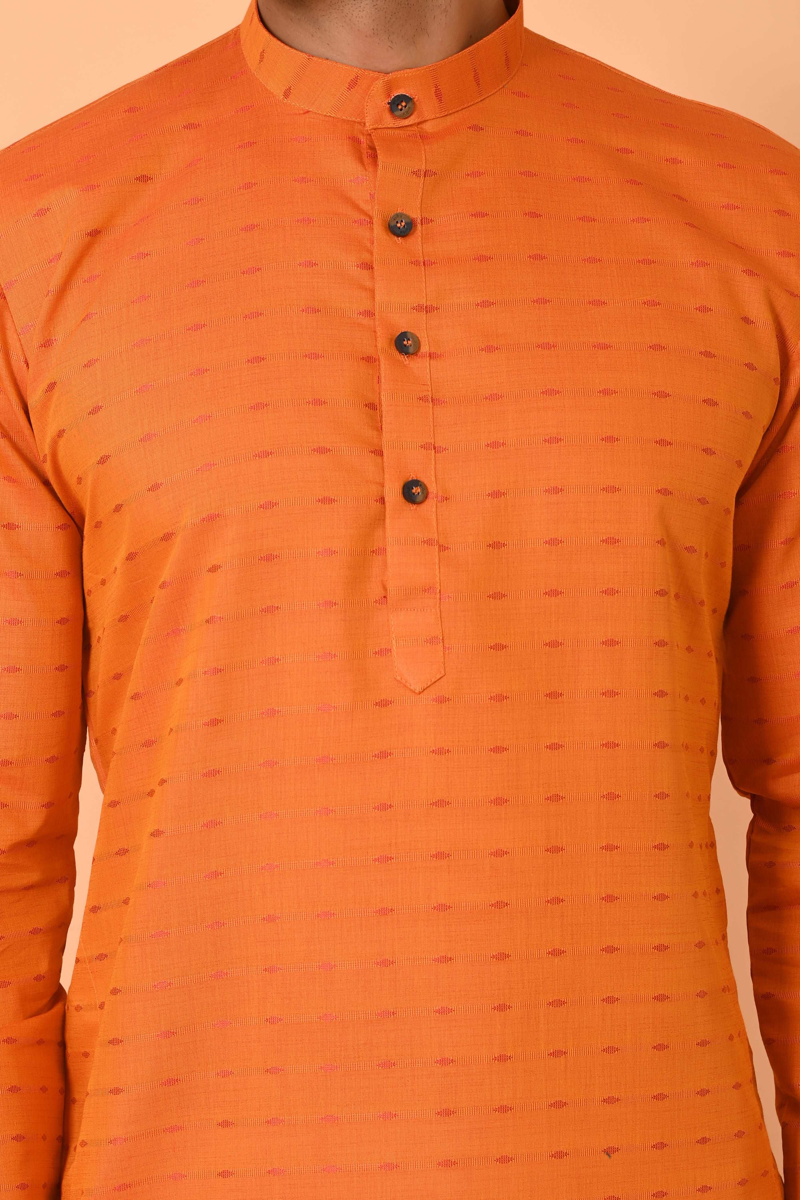 RICHART Orange linen Cotton kurta for men , ethnic tradtional wear, cotton printed kurta pyjama