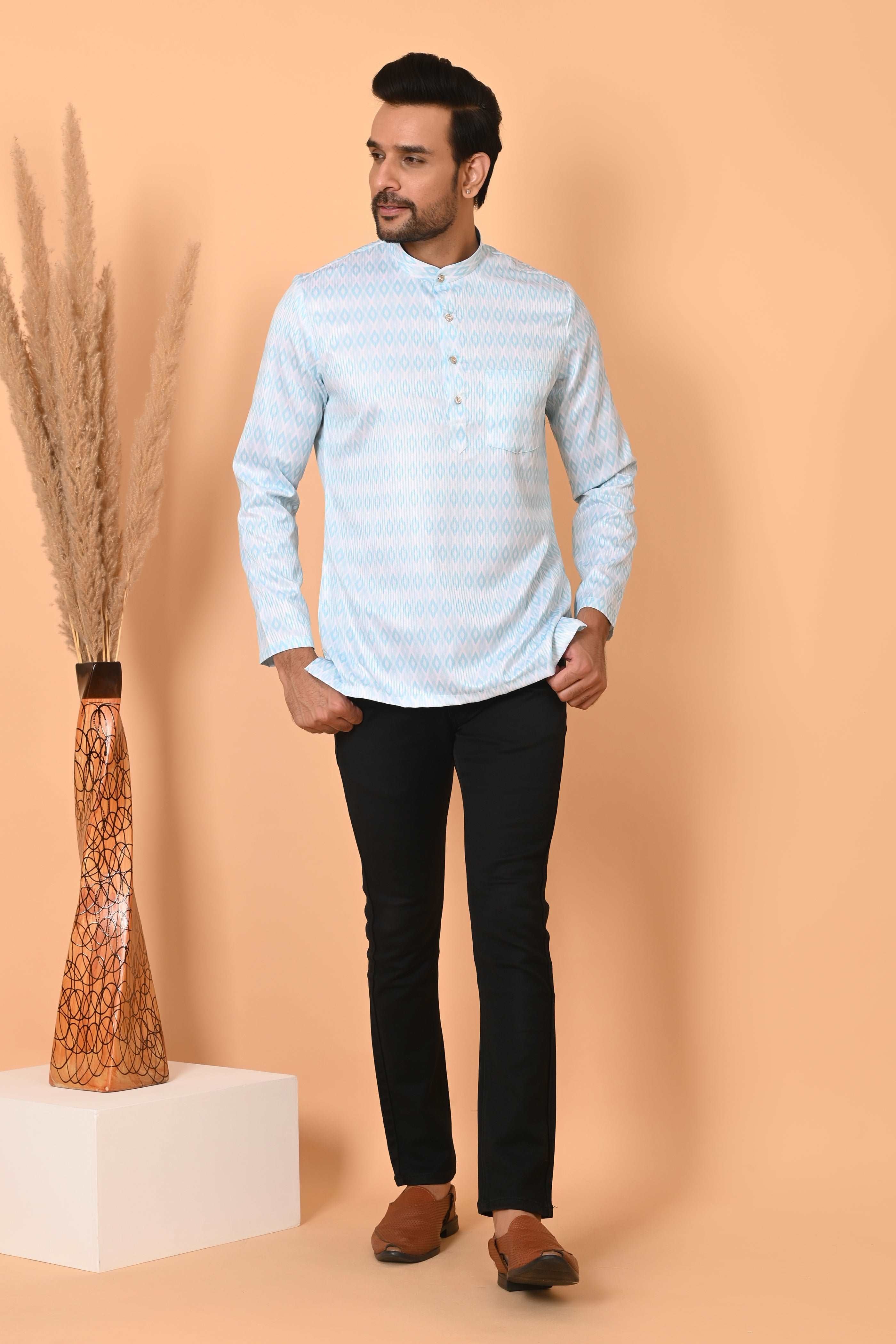 Men's Short Kurta - Ethnic Traditional Wear | Stylish Short-Length Kurta for Men