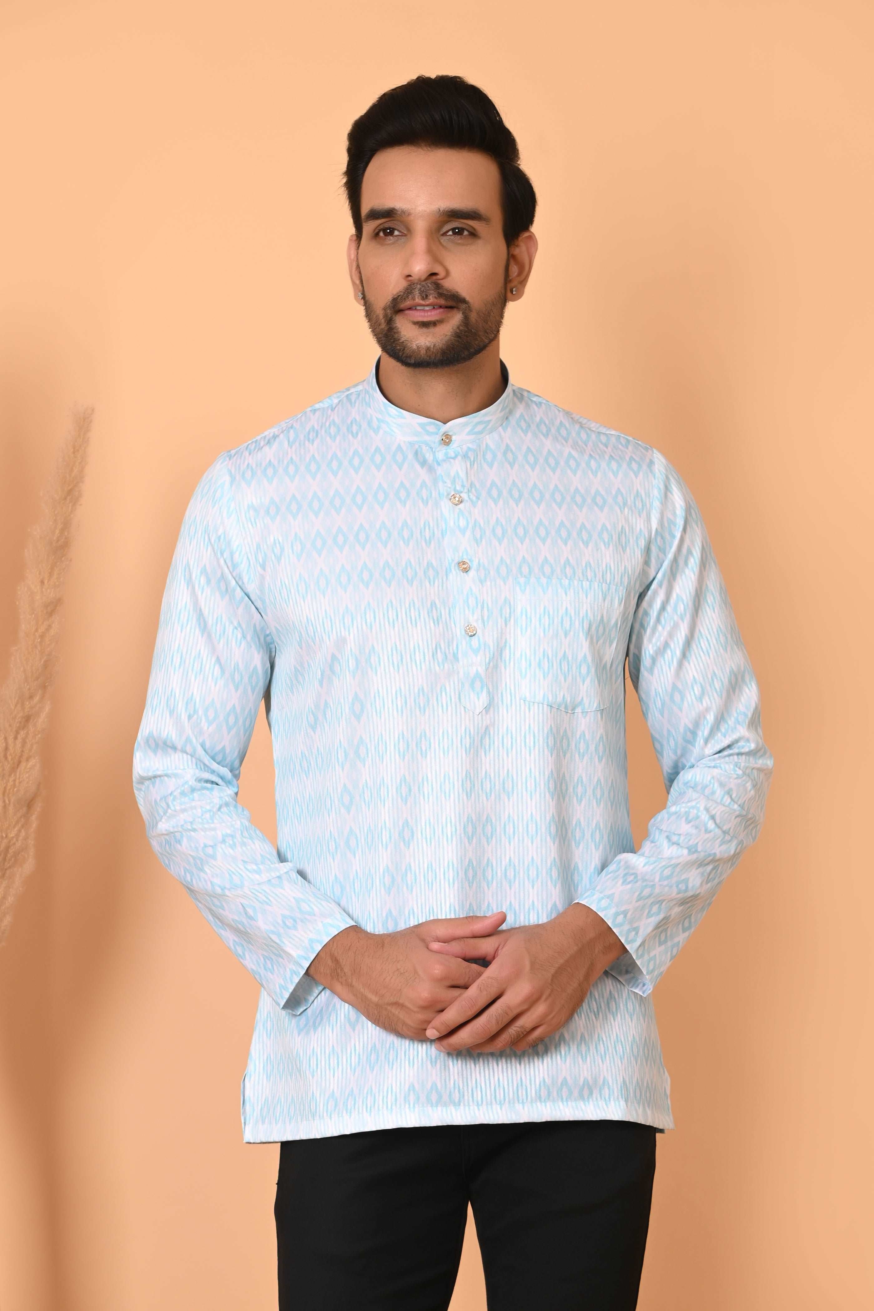 Men's Short Kurta - Ethnic Traditional Wear | Stylish Short-Length Kurta for Men