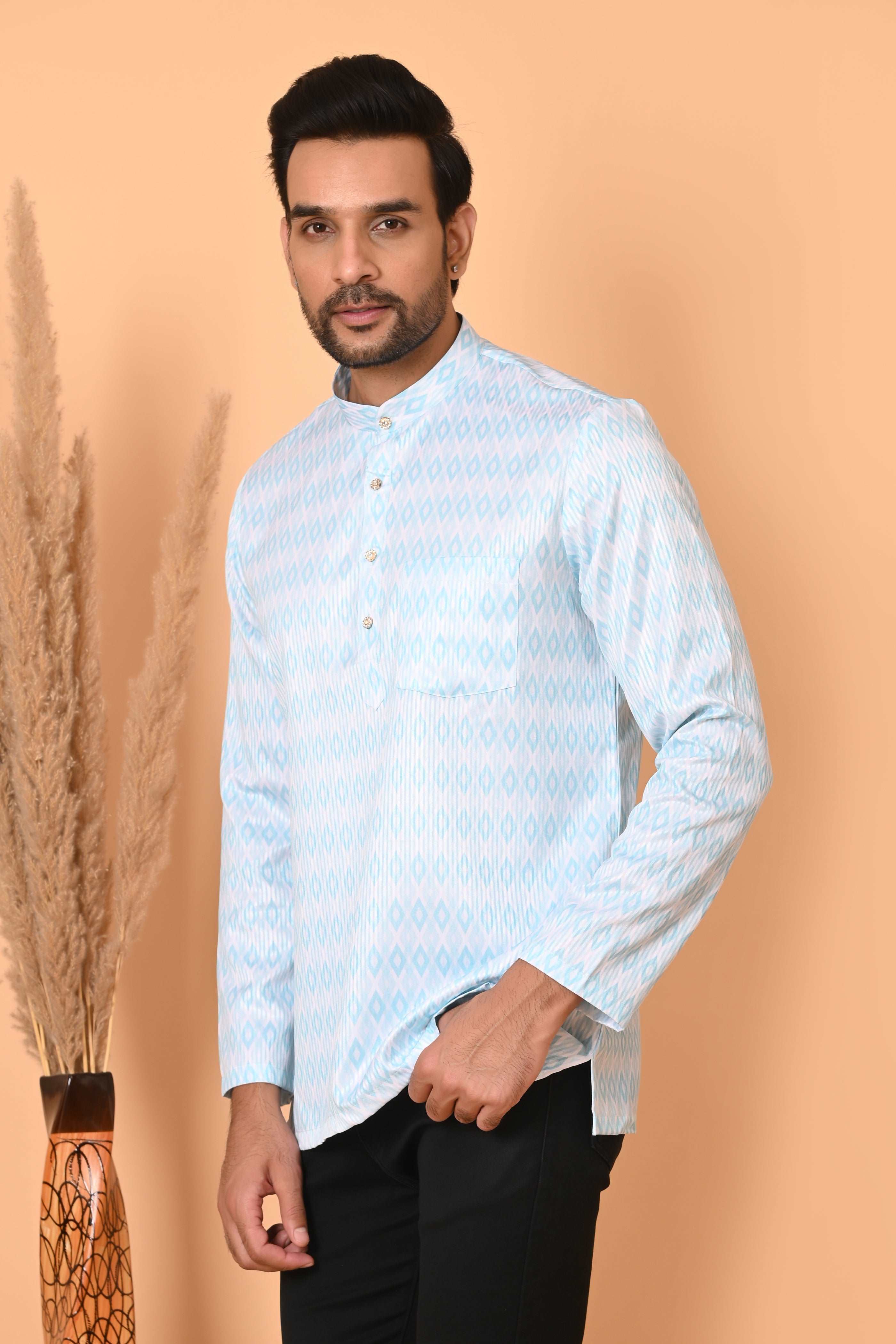 Men's Short Kurta - Ethnic Traditional Wear | Stylish Short-Length Kurta for Men