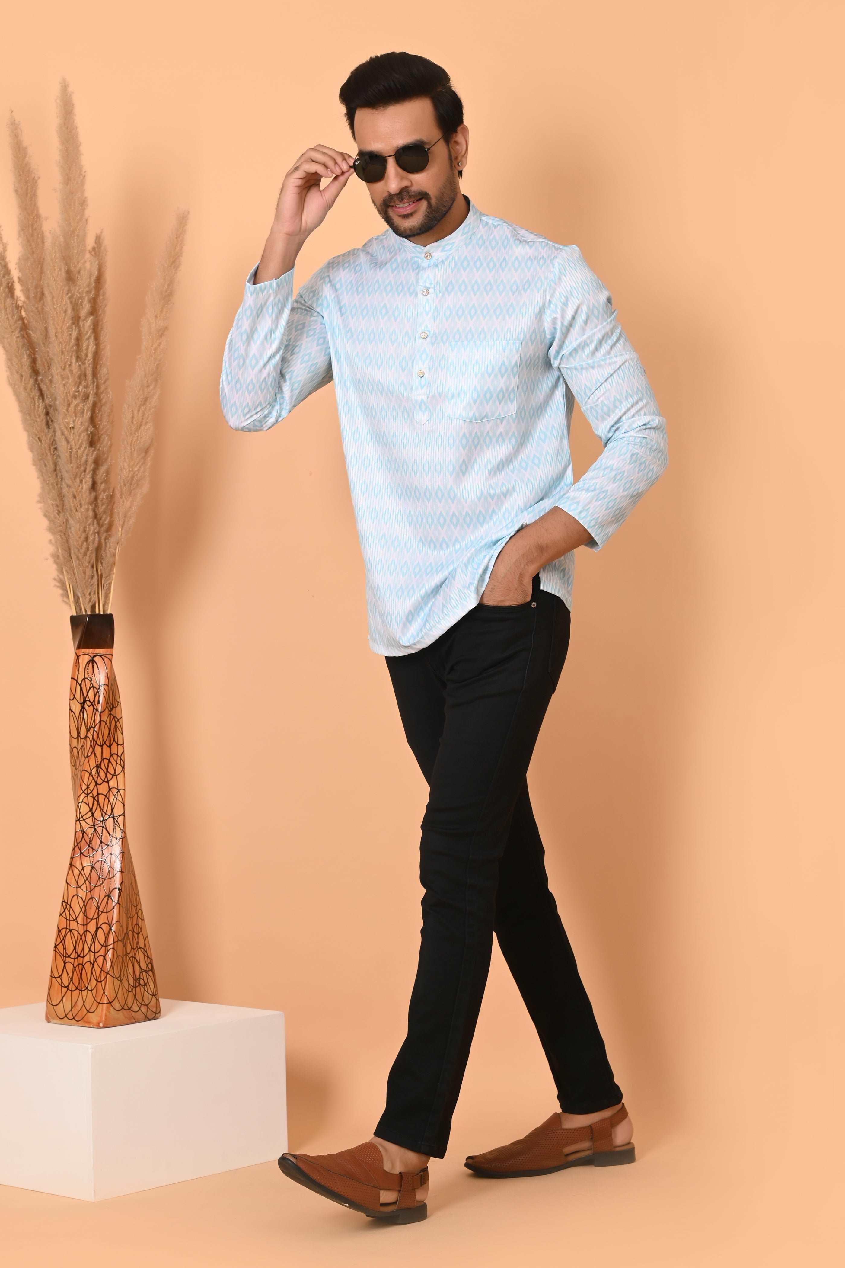 Men's Short Kurta - Ethnic Traditional Wear | Stylish Short-Length Kurta for Men