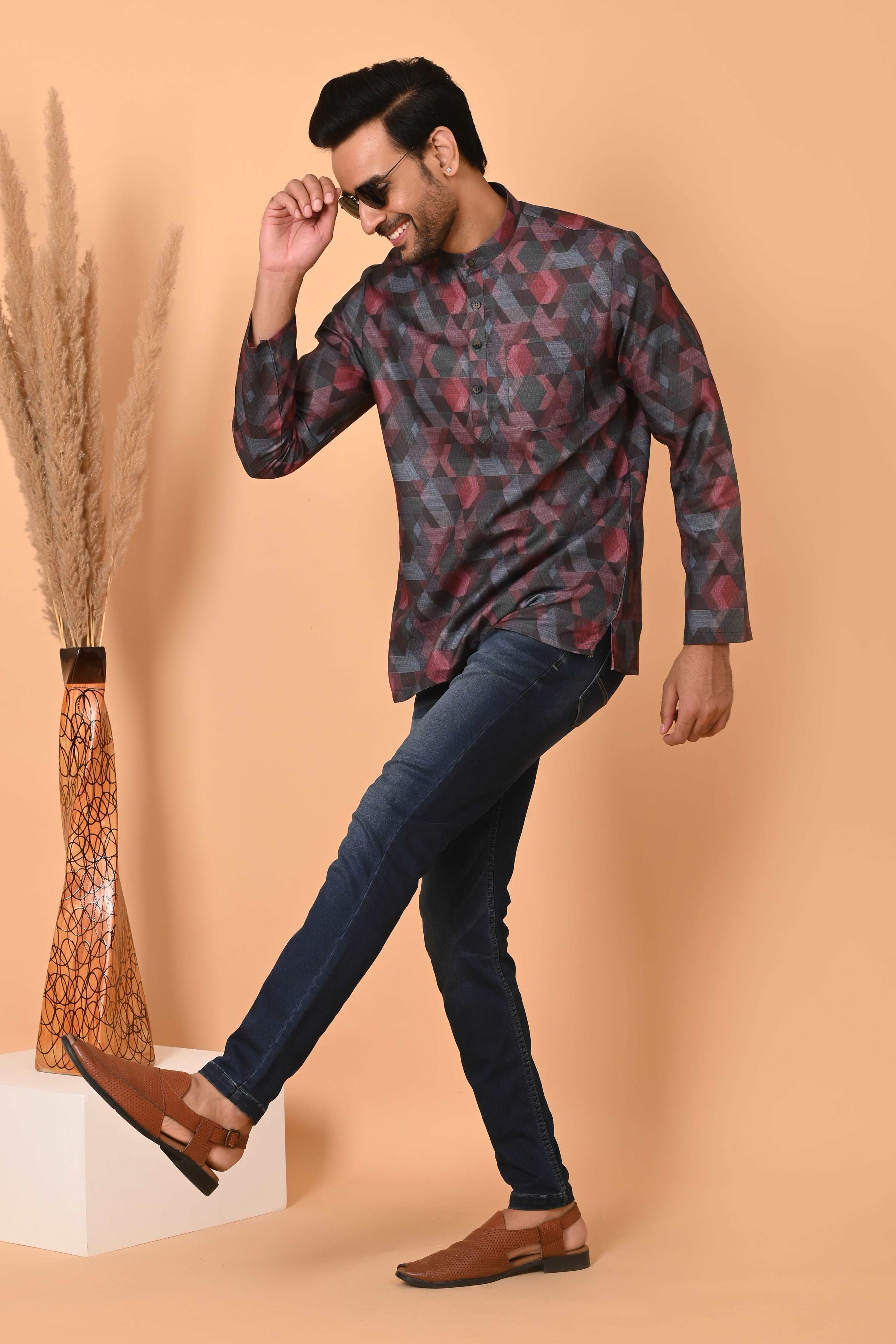 Mens short kurta for men , ethnic shirt tradtional wear,  kurta short length , kurta men