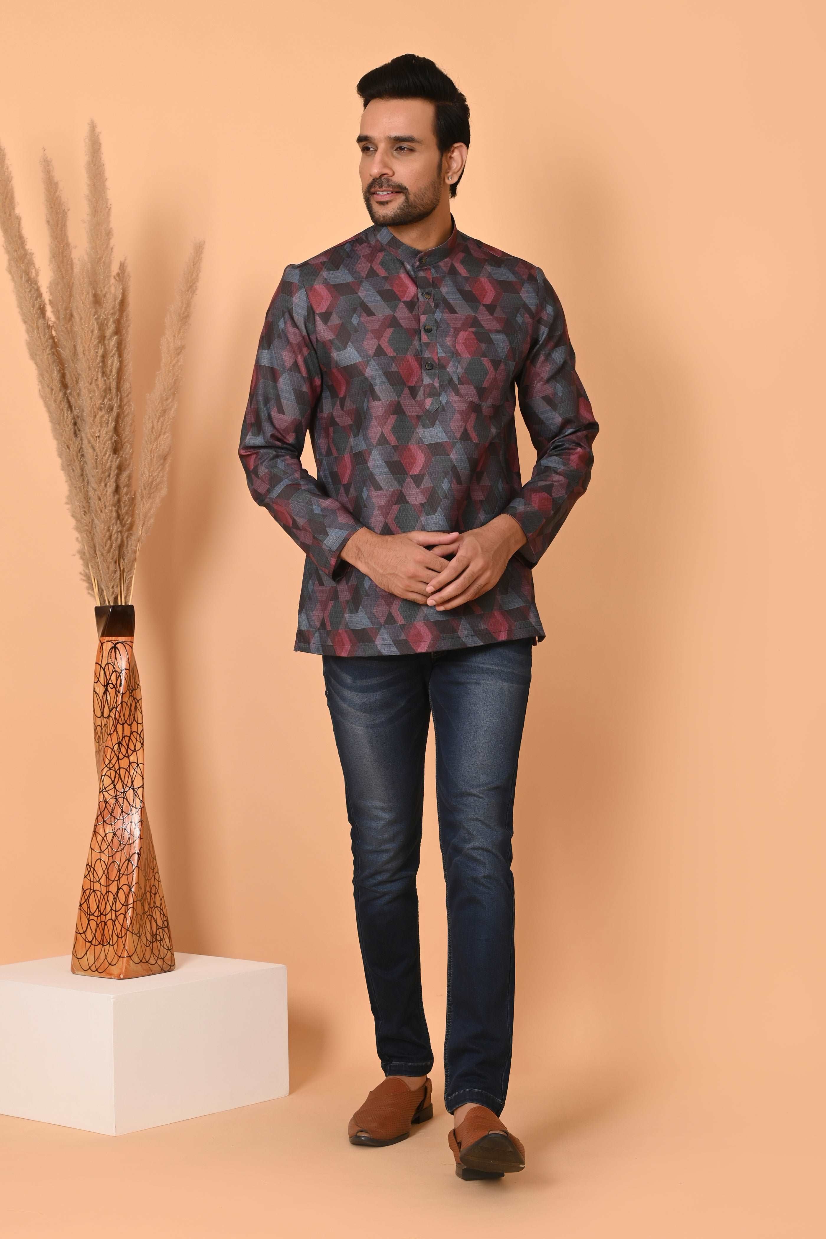 Mens short kurta for men , ethnic shirt tradtional wear,  kurta short length , kurta men