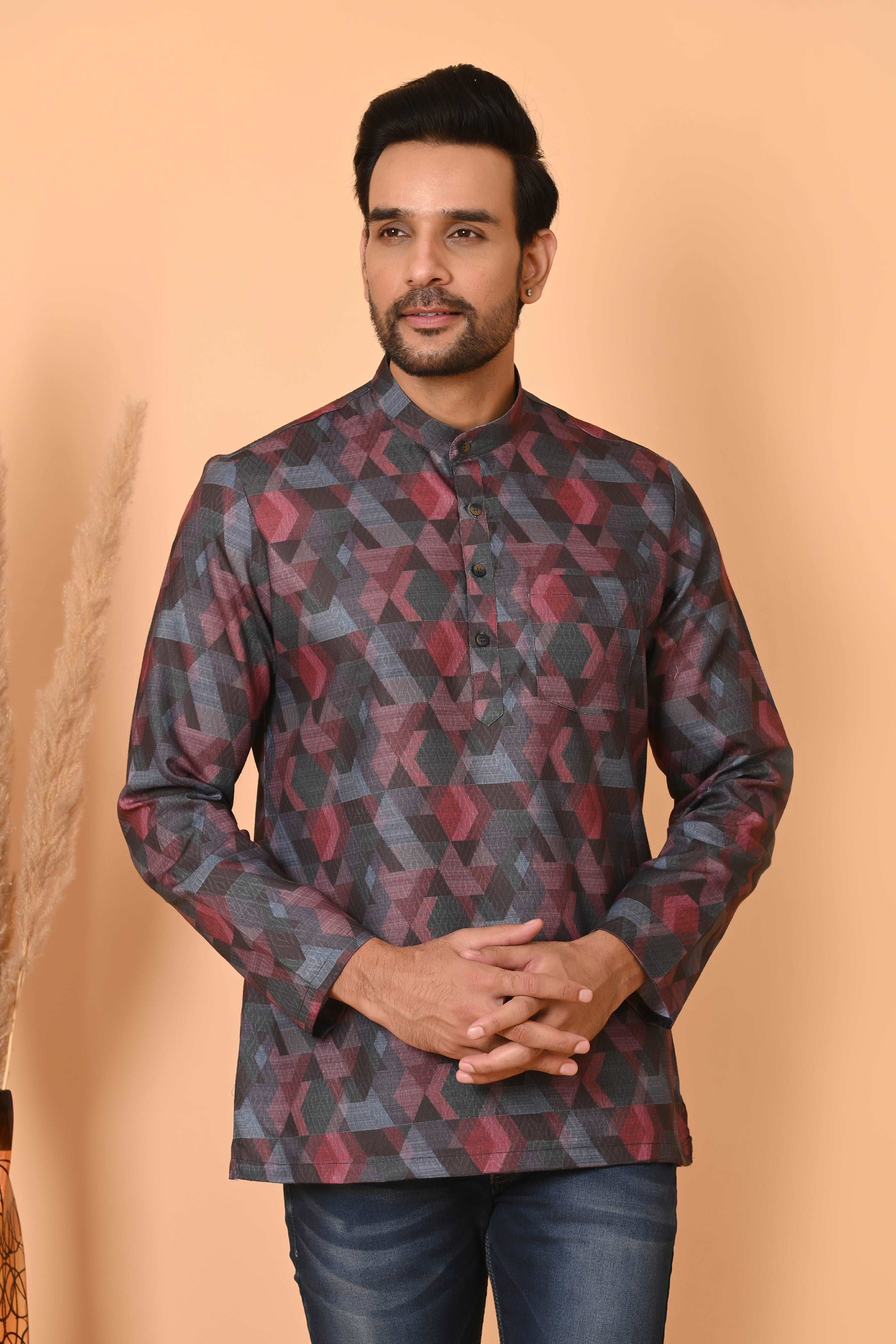 Mens short kurta for men , ethnic shirt tradtional wear,  kurta short length , kurta men