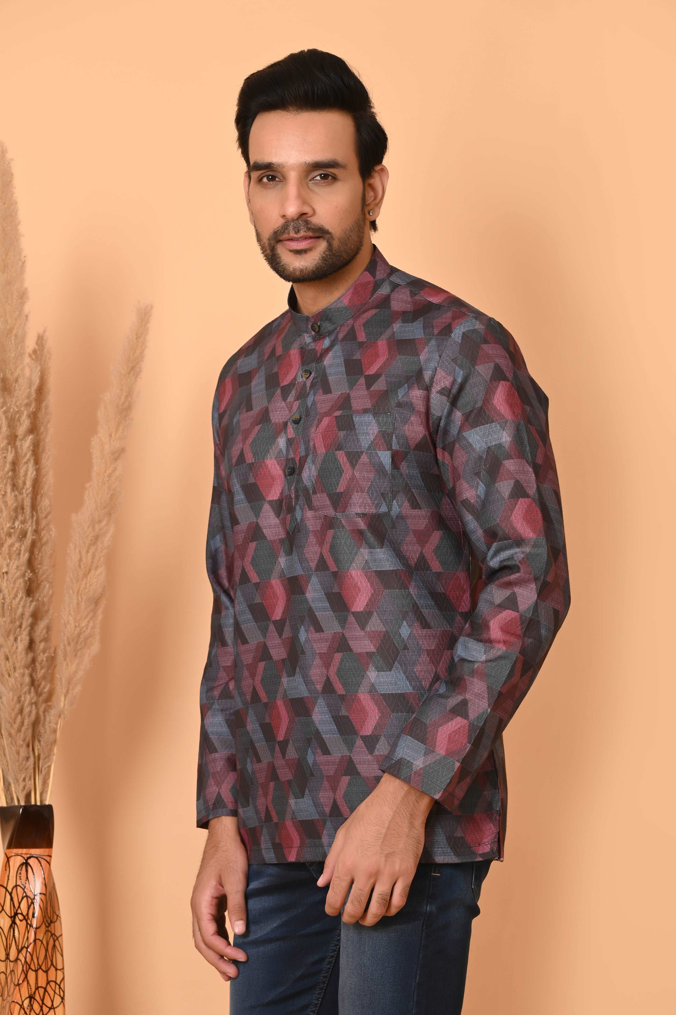 Mens short kurta for men , ethnic shirt tradtional wear,  kurta short length , kurta men
