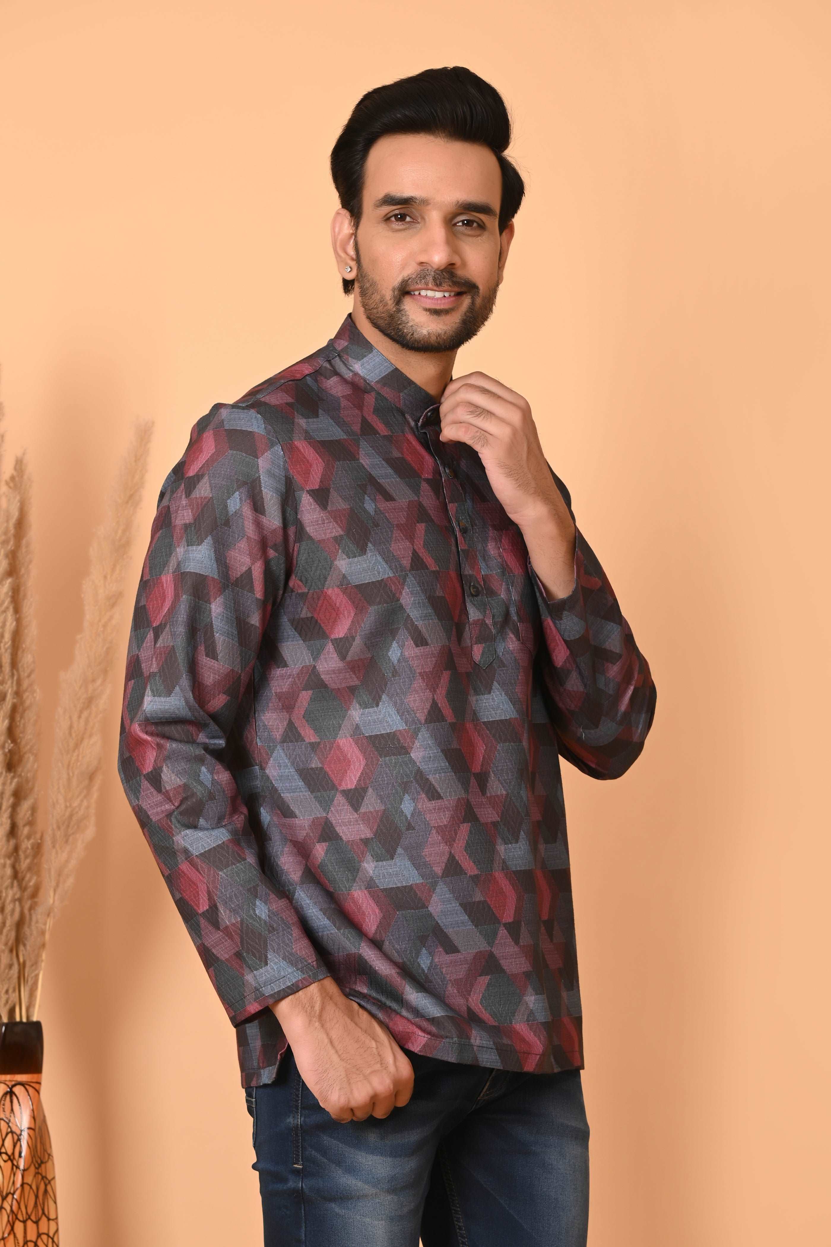 Mens short kurta for men , ethnic shirt tradtional wear,  kurta short length , kurta men