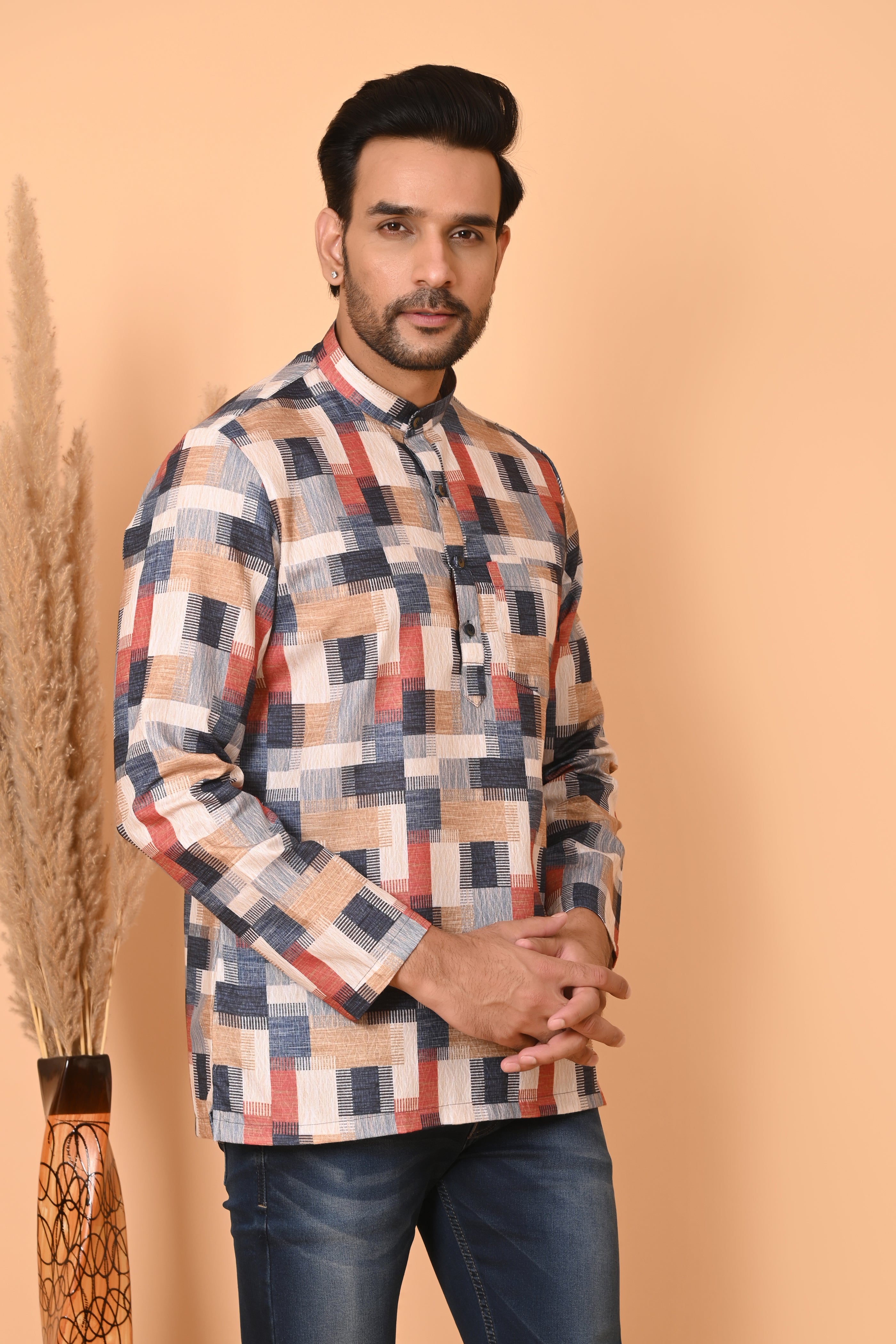 Men's Short Kurta - Ethnic Traditional Wear | Stylish Short-Length Kurta for Men