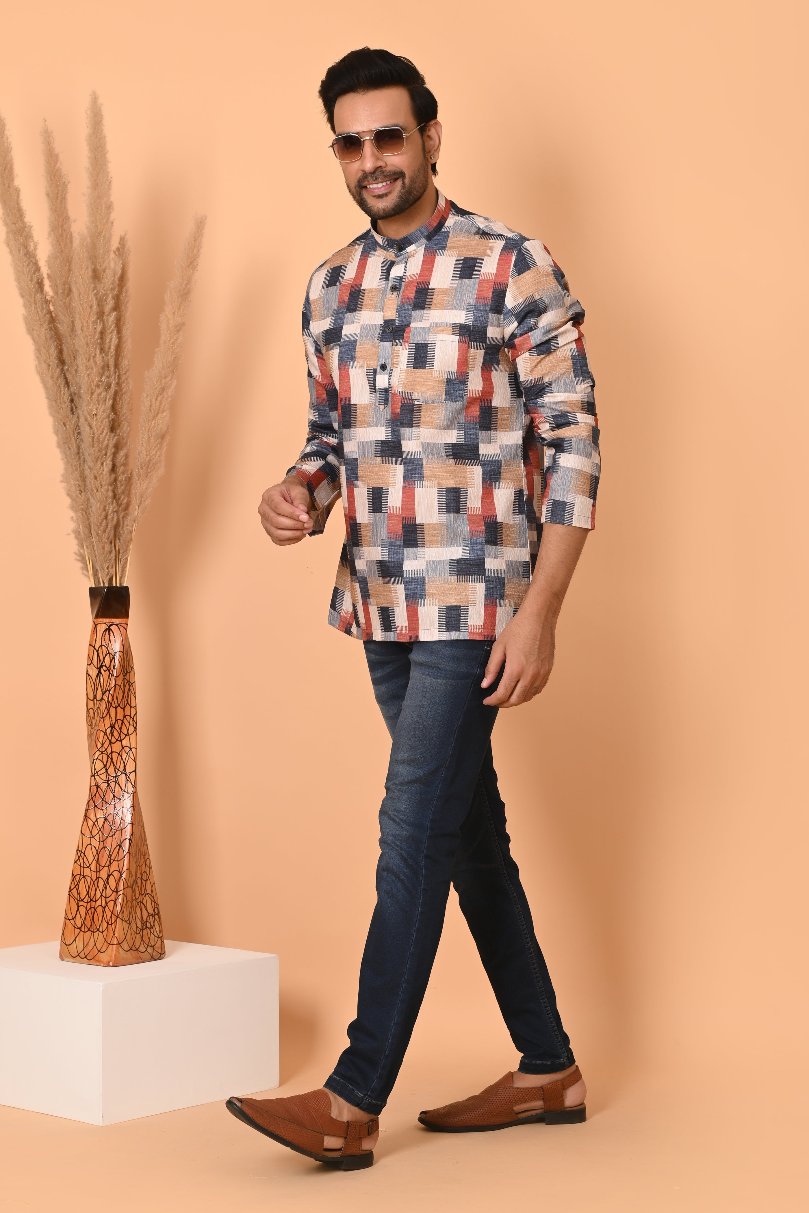 Men's Short Kurta - Ethnic Traditional Wear | Stylish Short-Length Kurta for Men