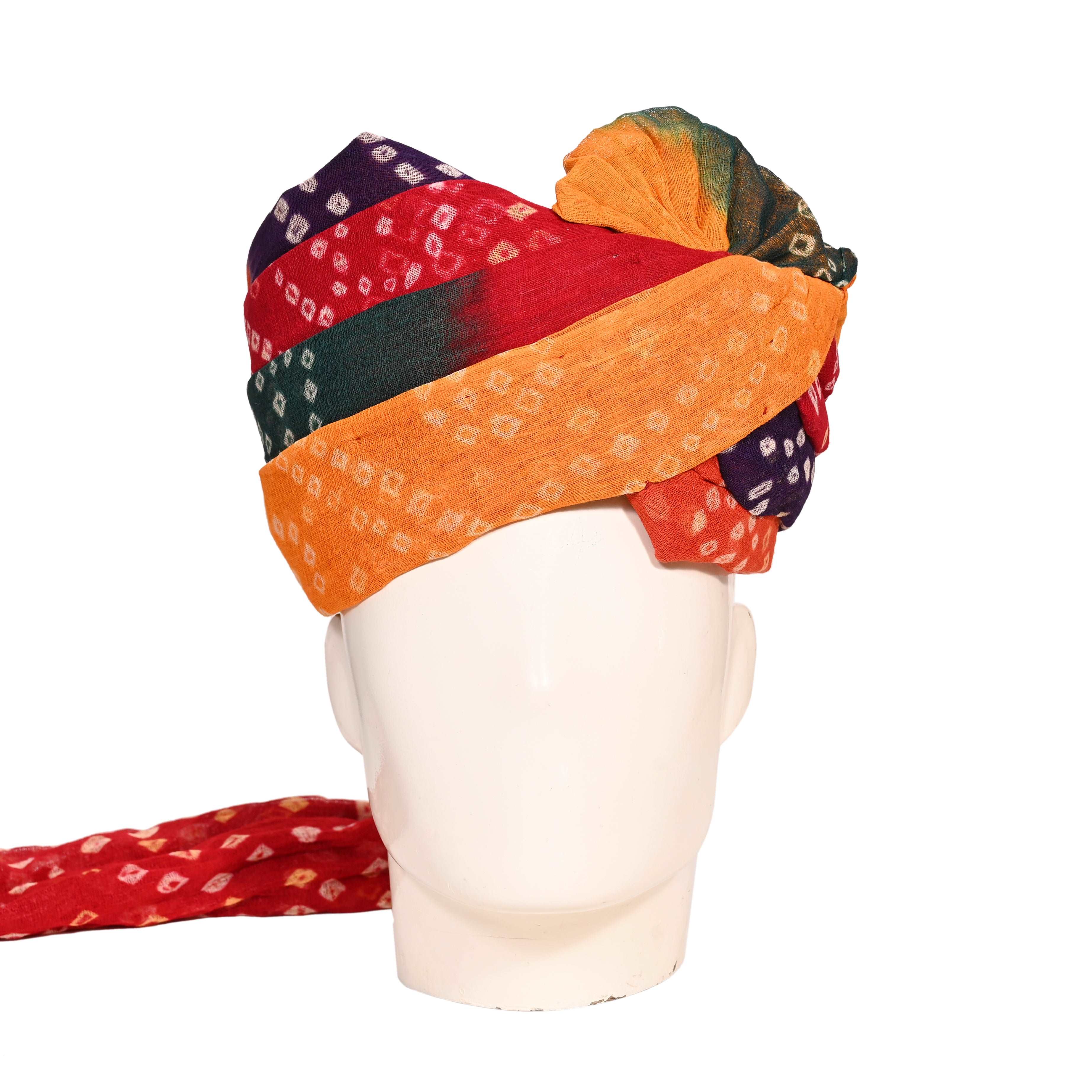 Traditional Stitched Fabric Colourful Bandhani  Print Cotton Safa/ Turban/ Pheta/pagri   Pheta (Turban Safa) For Men For Wedding/marriage And Traditional Function
