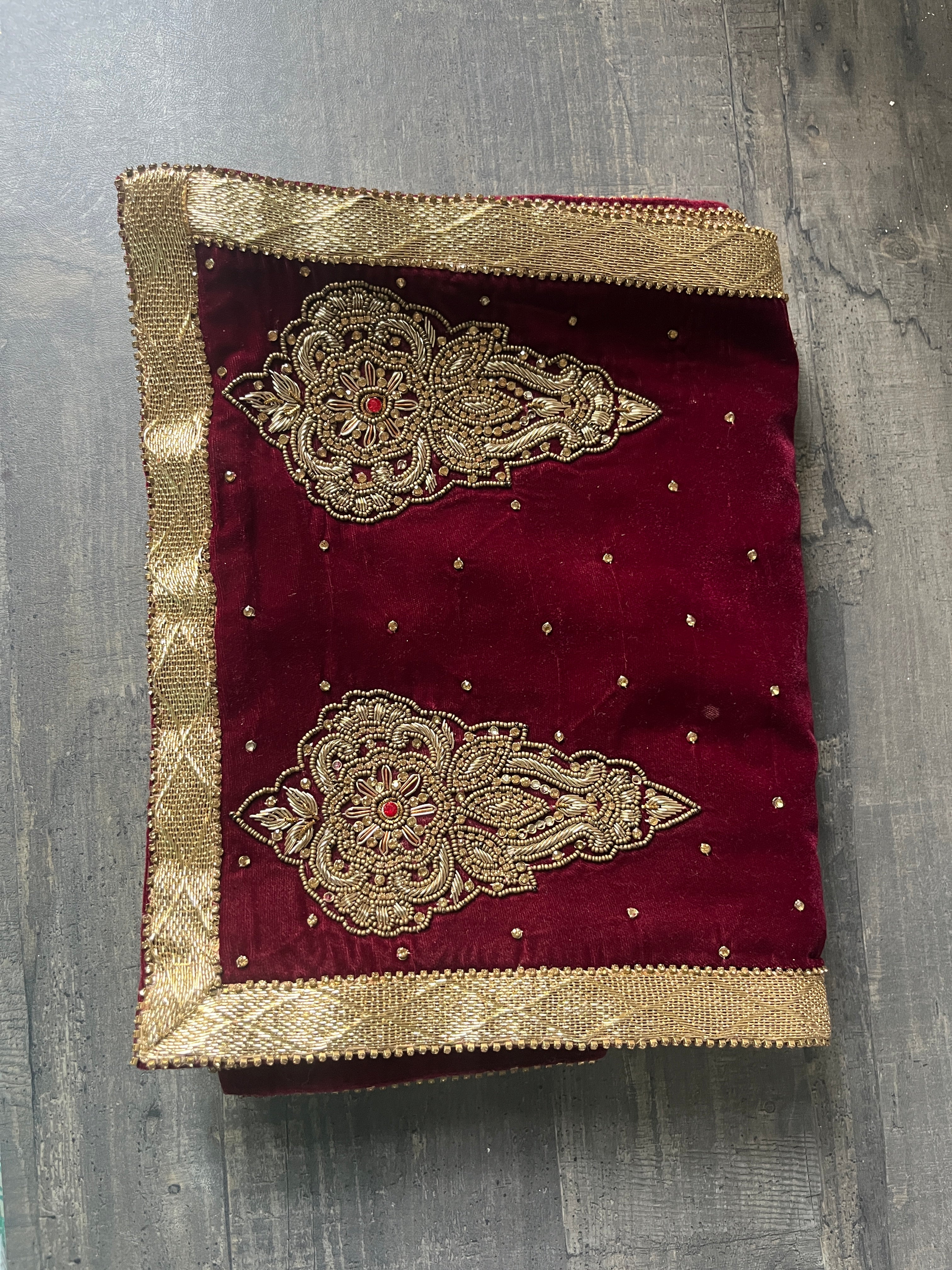 Maroon velvet handwork Fabric Stole For Men