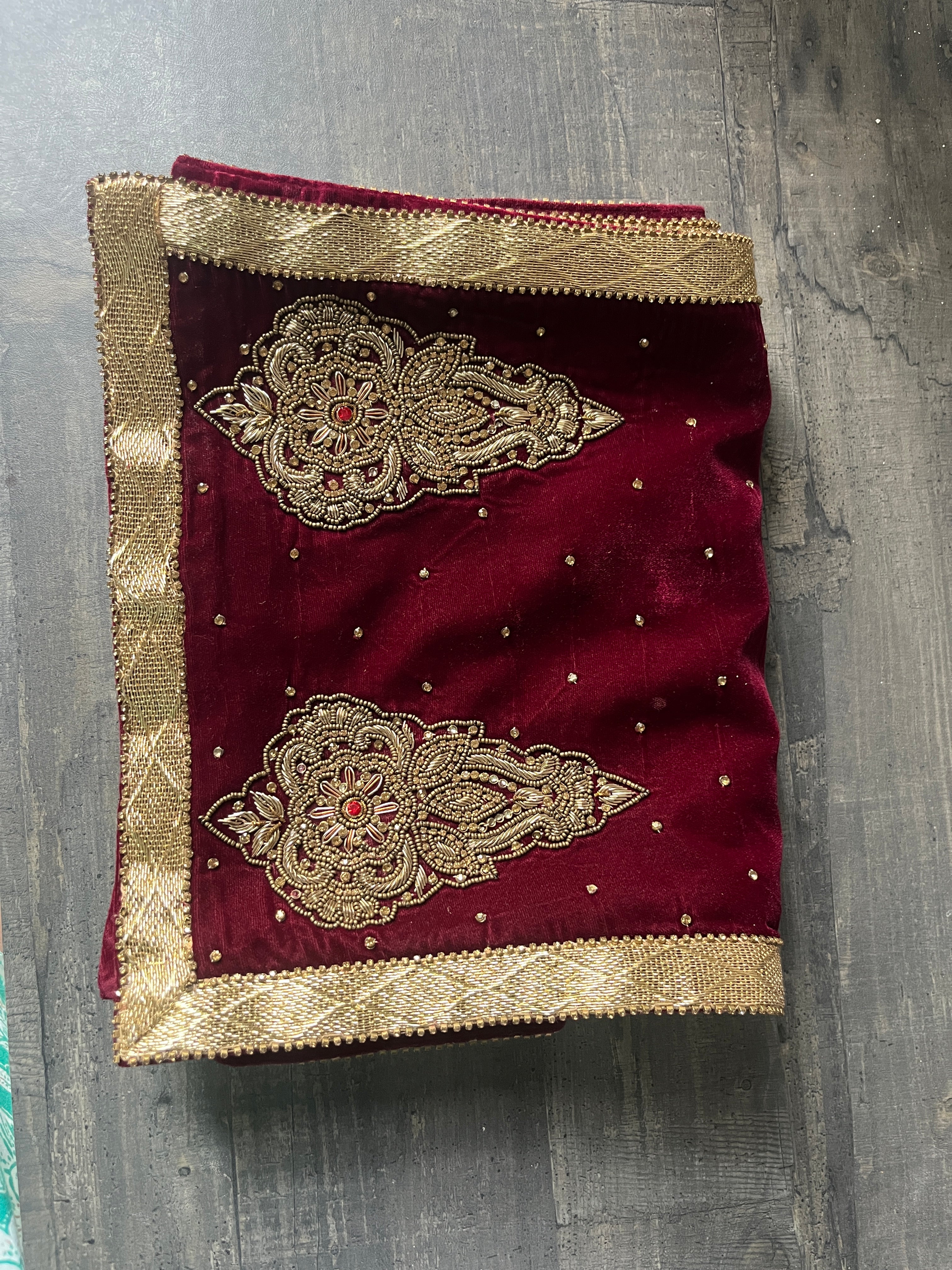 Maroon velvet handwork Fabric Stole For Men