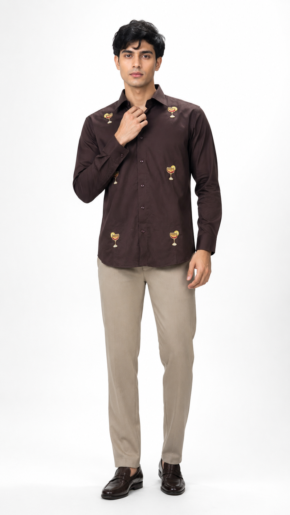 Tubelight Handwork Shirt for Men | Gold Detail | Giza Cotton | Slim Fit | Party, Sangeet, Cocktail & Wedding Guest Wear | RichArt by Suhani (Copy)